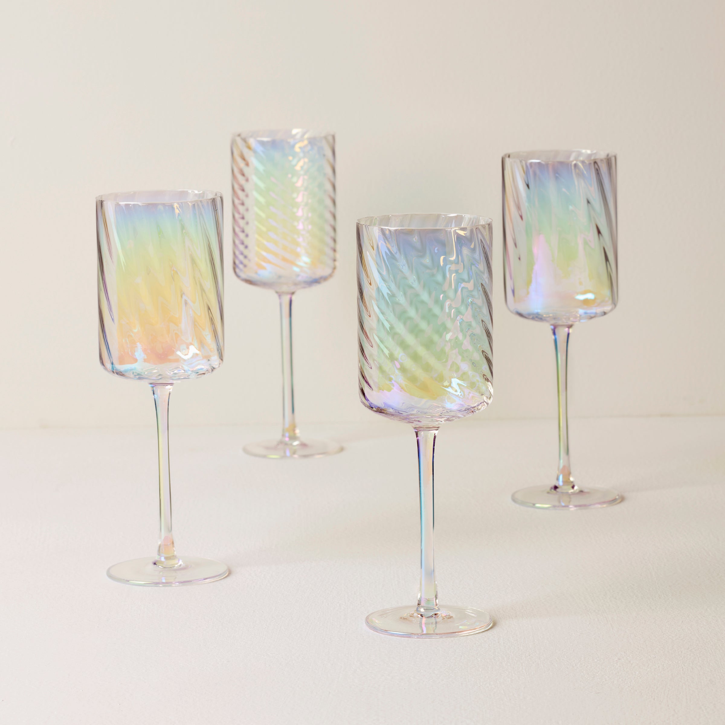 Premium Tuscany Classics Iridescent White Wine Glasses Set of 4 - Elegant Stemware for Dinner Parties, Weddings & Fine Dining