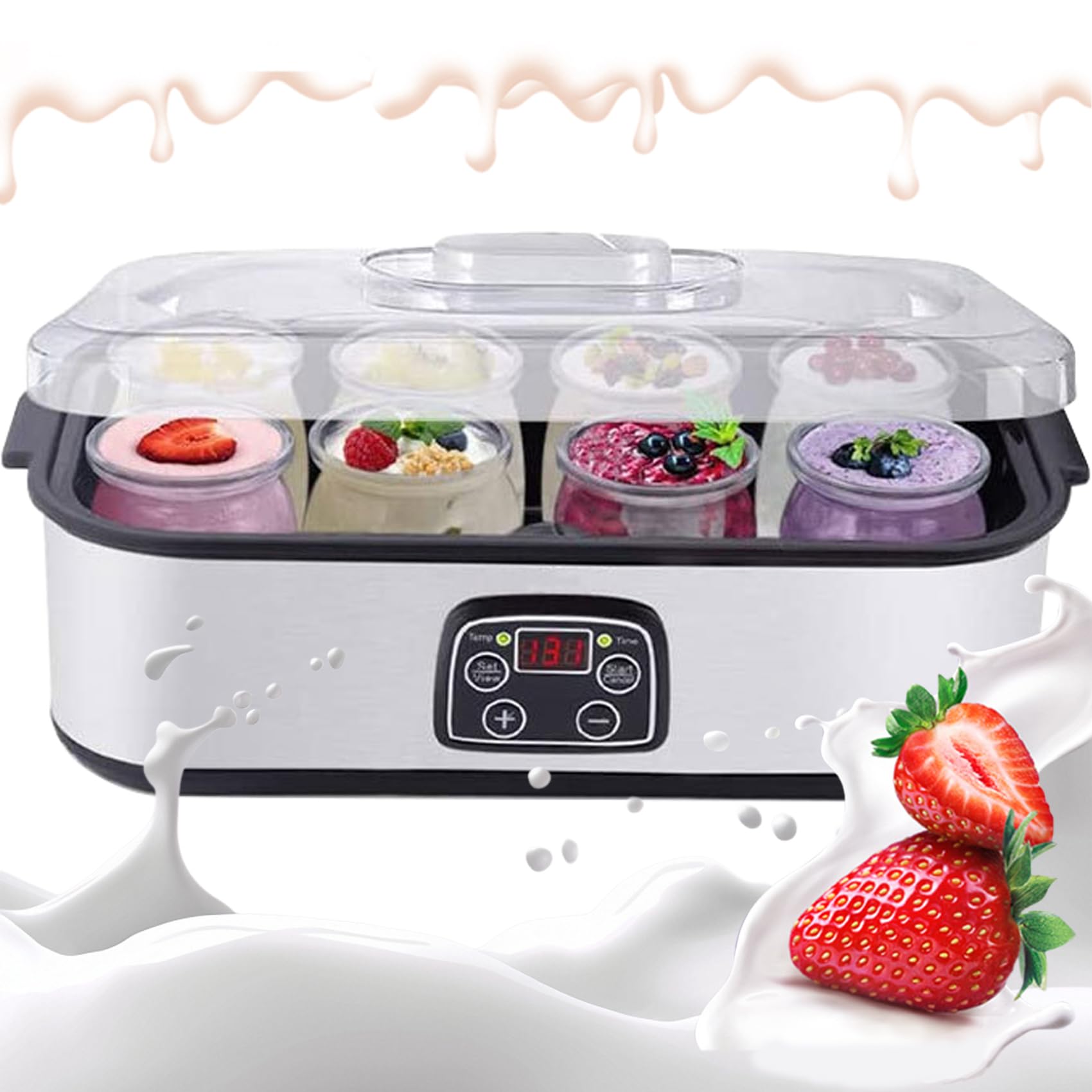 2025 Probiotic Yogurt Maker Machine with Temperature Control & 8 Lids - Homemade Yogurt Maker for Healthy Breakfast, Snacks, and Gut Health - Perfect for Keto, Vegan, and Dairy-Free Diets