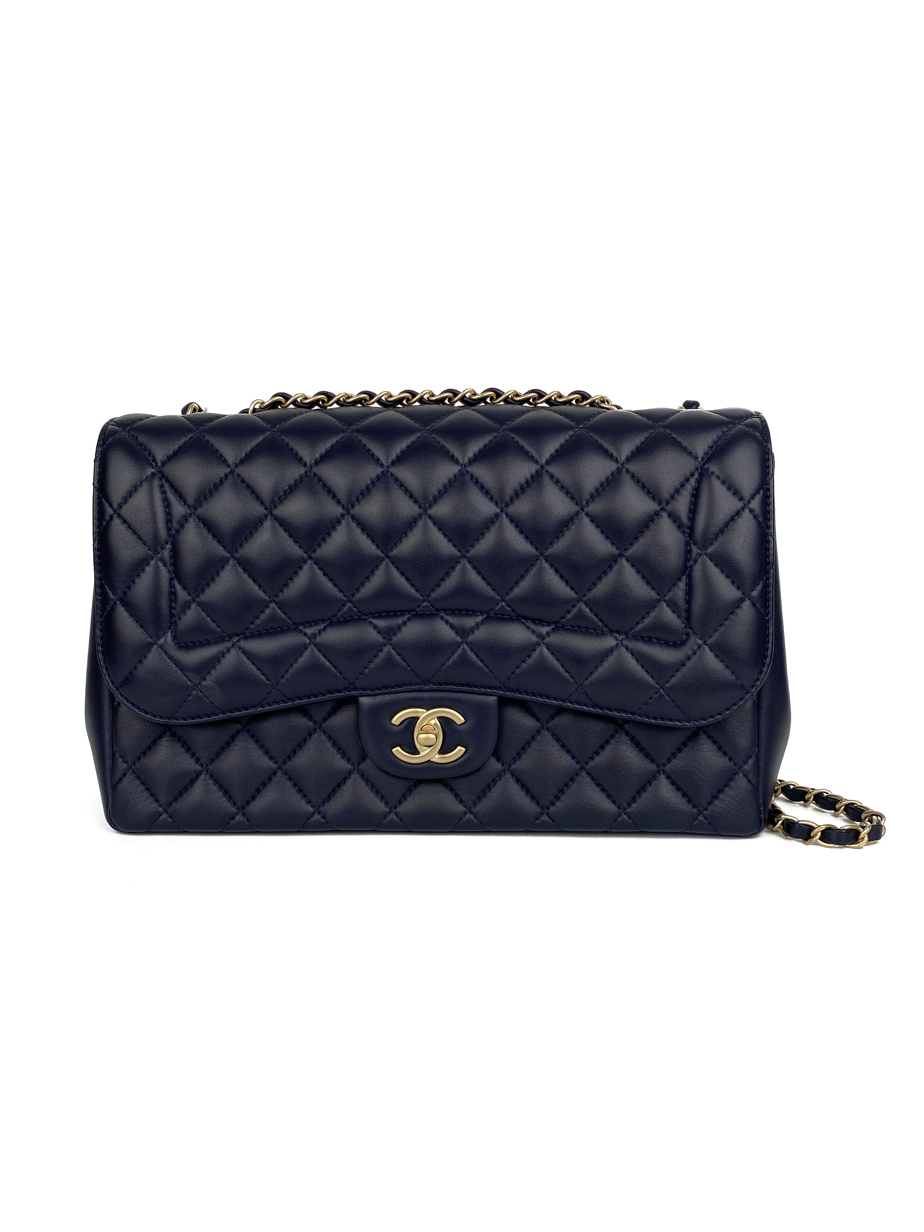 Chanel Navy Blue Jumbo Mademoiselle Chic Flap Bag - Luxury Designer Handbag for Women, Perfect for Work, Evening Events & Special Occasions