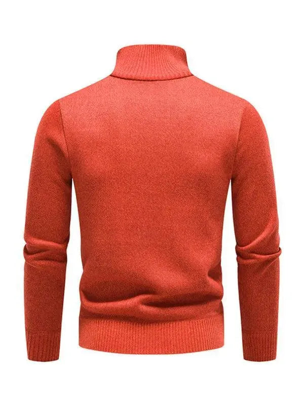 Men's Stand-Up Collar Patchwork Zipper Turtleneck Sweater - Winter Fashion for Casual & Business Wear