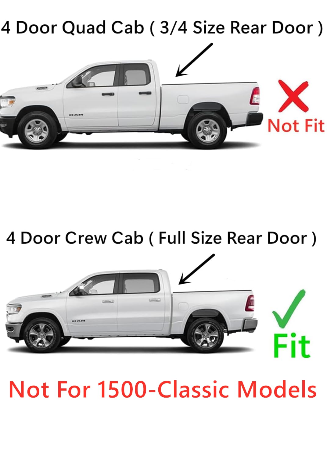 OEM Driver Side Rear Door Window Glass for Ram Pickup 4-Door Crew Cab 2019-2024 Models (Excludes 1500 Classic) - Perfect Replacement for Broken or Cracked Windows, Ensures Smooth Operation and Secure Fit