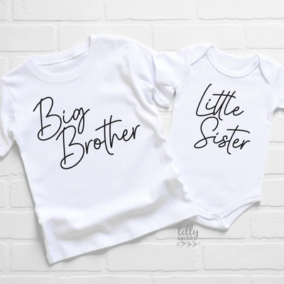Big & Little Sibling Matching Outfits - Custom Color Options | Family Twin Clothes for Photos, Holidays & Special Occasions