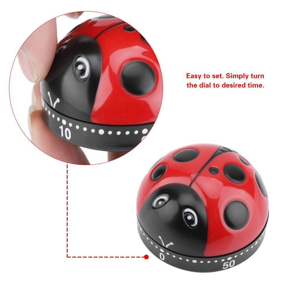 MAGT Ladybug Kitchen Timer - 60 Minute Mechanical Wind-Up Egg Timer for Cooking, Baking, Offices & Labs | Perfect for Boiling Eggs, Baking, Experiments & Productivity Tracking