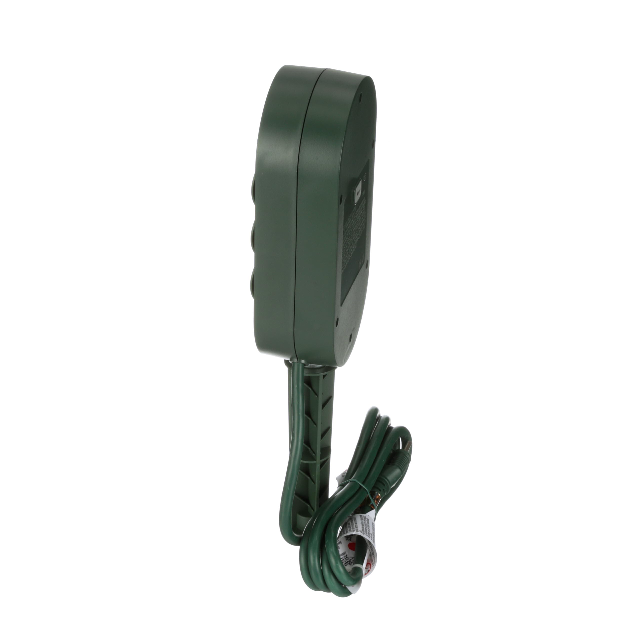 Woods 59785WD 6-Outlet Outdoor Yard Stake Timer with Photocell & Wireless Remote - Green - Perfect for Garden Lighting, Holiday Decorations & Landscape Automation