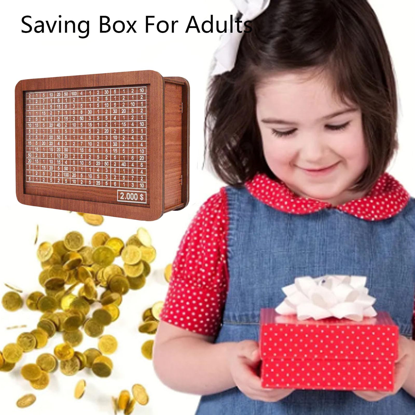 Tenkaybox Wooden Cash Vault - 10,000 Savings Challenge Box | Secure Money Storage for Home, Office & Piggy Bank Alternative | Durable Cash Saver Box for Bills, Coins & Emergency Funds