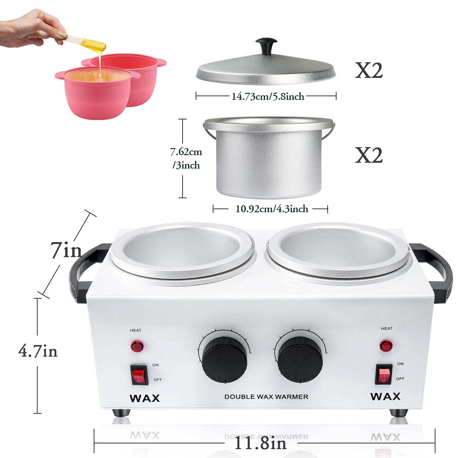 Professional Dual Wax Warmer for Hair Removal - Adjustable Temperature Waxing Kit for Women & Men - Hard Wax Machine for Full Body, Face, Bikini & Salon Use - Perfect for Home & Professional Waxing