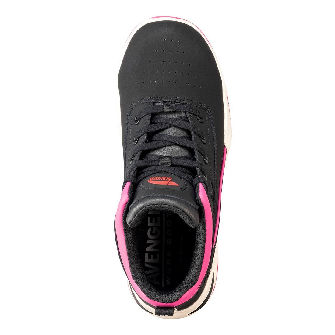 Reaction Women's Aluminum Toe Work Boots - Black & Pink Safety Shoes for Construction, Warehouse & Outdoor Work | Lightweight Steel Toe Boots for Women