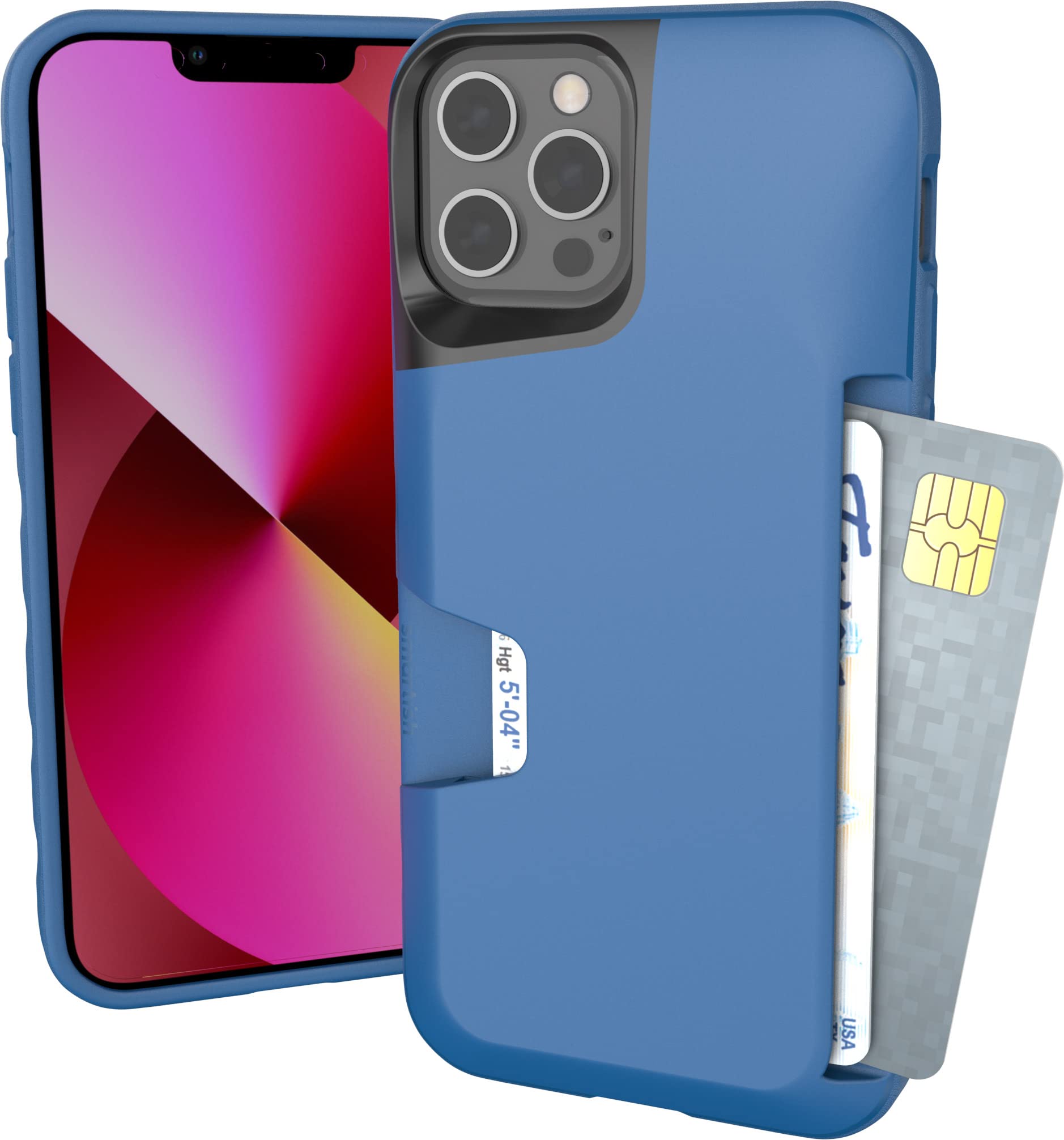 Smartish iPhone 12/12 Pro Slim Protective Wallet Case with Credit Card Holder - Wallet Slayer Vol.1 Silk Cover (Blues on The Green) | Perfect for Everyday Use, Travel & Business Meetings