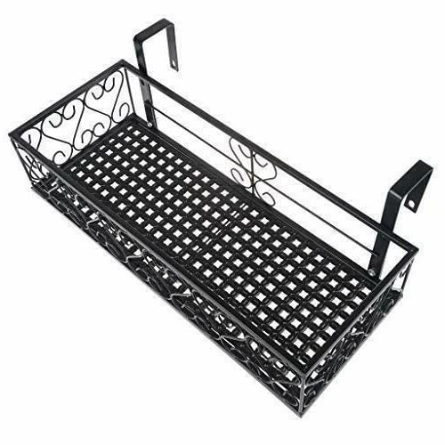 ADHW Hanging Basket 1 Pack - Iron Balcony Planter with Railing Hook for Flowers, Herbs & Plants - Perfect for Outdoor Gardens, Patios & Window Decor