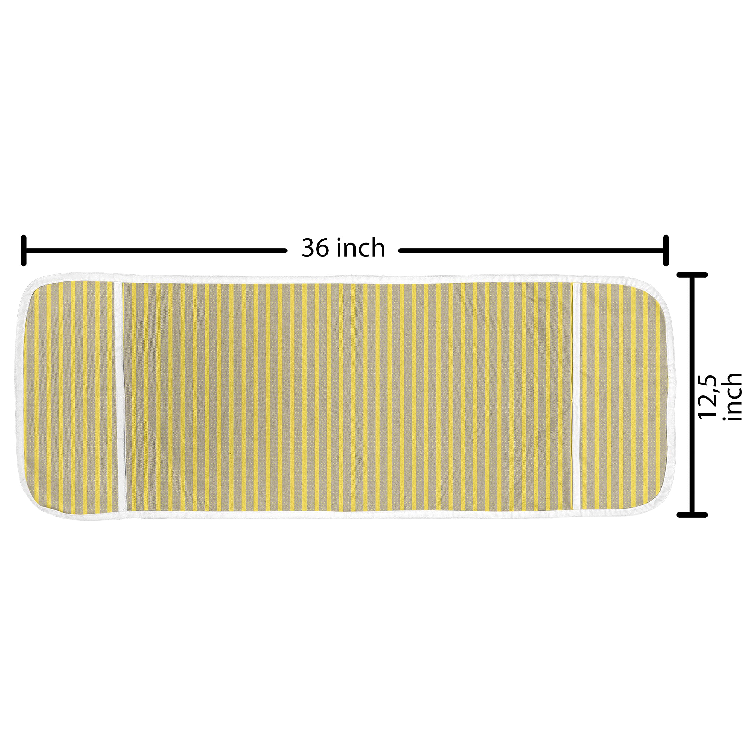 Ambesonne Abstract Microwave Oven Cover - Water Resistant Kitchen Organizer with Pockets, 36x12 Inches, Yellow & Dark Eggshell Stripes Pattern | Perfect for Modern Kitchens & Microwave Protection