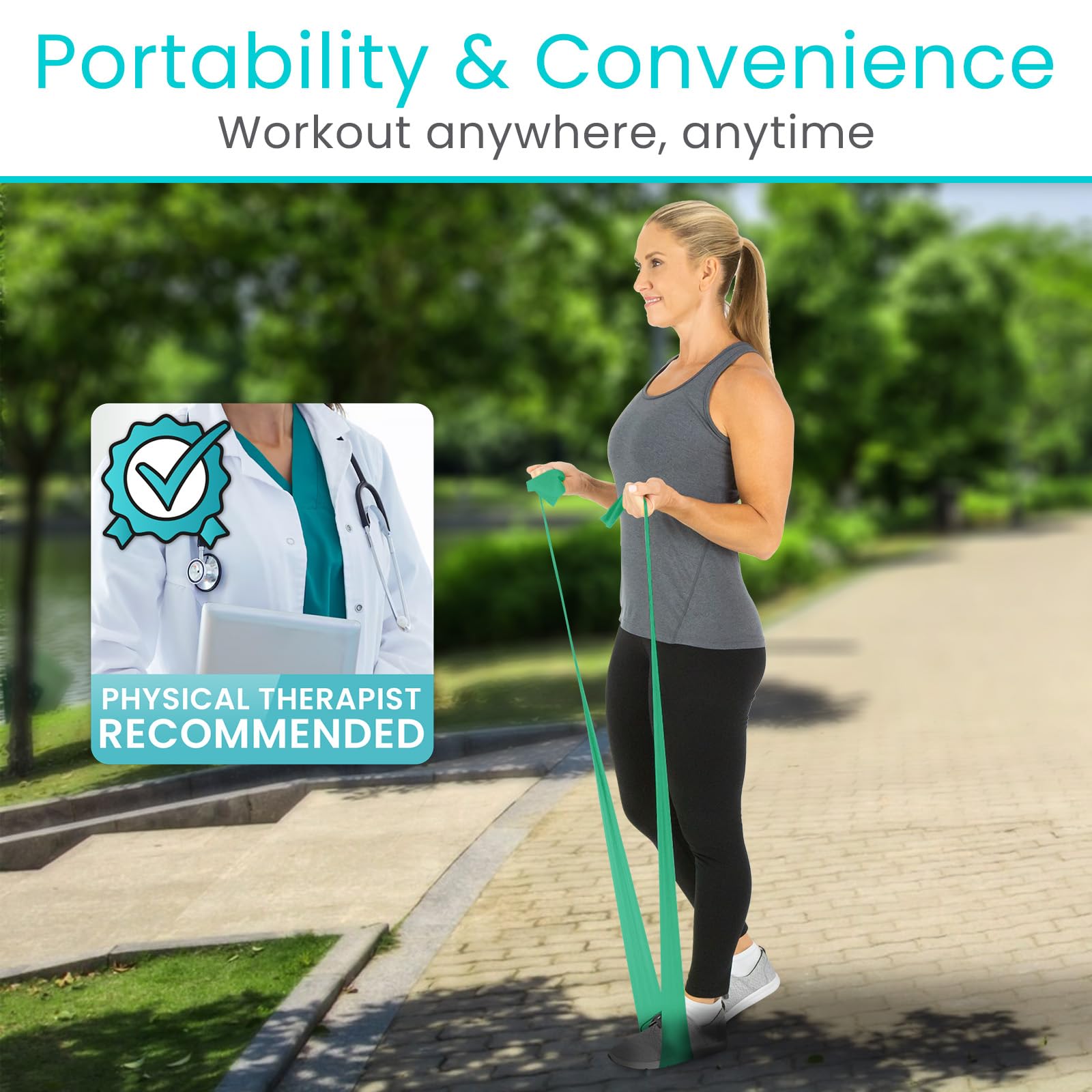 Vive Professional Resistance Bands - 25 Yard Non-Latex Elastic Roll for Physical Therapy, Strength Training & Rehabilitation - Upper & Lower Body Workout for Women & Men - Perfect for Home Gym, Yoga, Pilates & Fitness Training