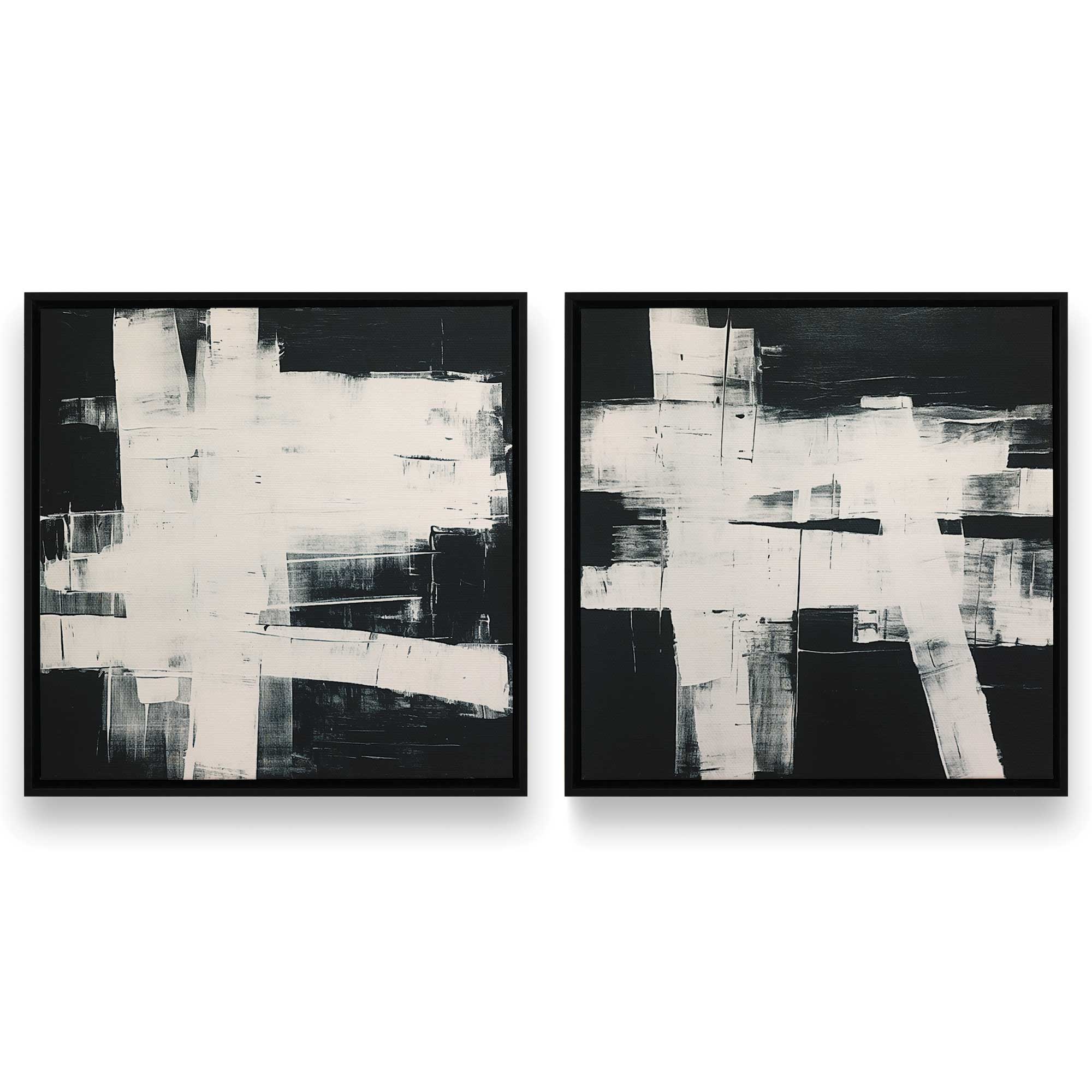 Eclipsed Onyx Tangle Wall Art - Set of 2 Canvas Prints for Modern Home & Office Decor | Perfect for Living Room, Bedroom or Workspace