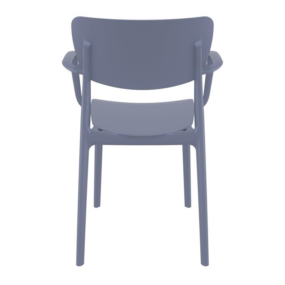 Compamia Lisa Dining Arm Chair Set of 2 - Dark Gray Upholstered Side Chairs for Kitchen, Dining Room & Office - Comfortable Modern Accent Chairs with Sturdy Metal Legs