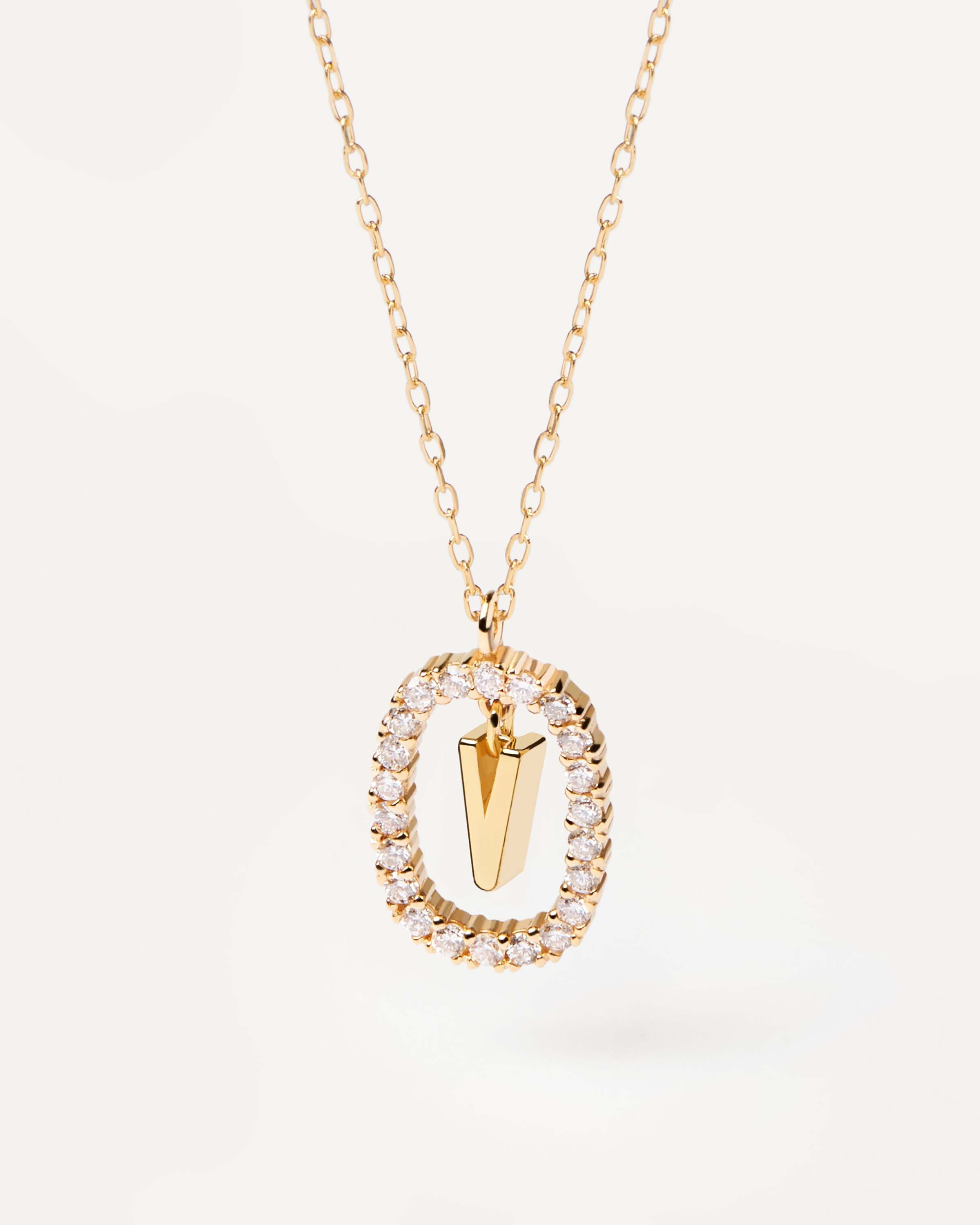 Elegant Diamond & Gold Letter V Necklace for Women - Perfect Gift for Birthday, Anniversary & Valentine's Day - Dainty Layering Jewelry for Everyday Wear