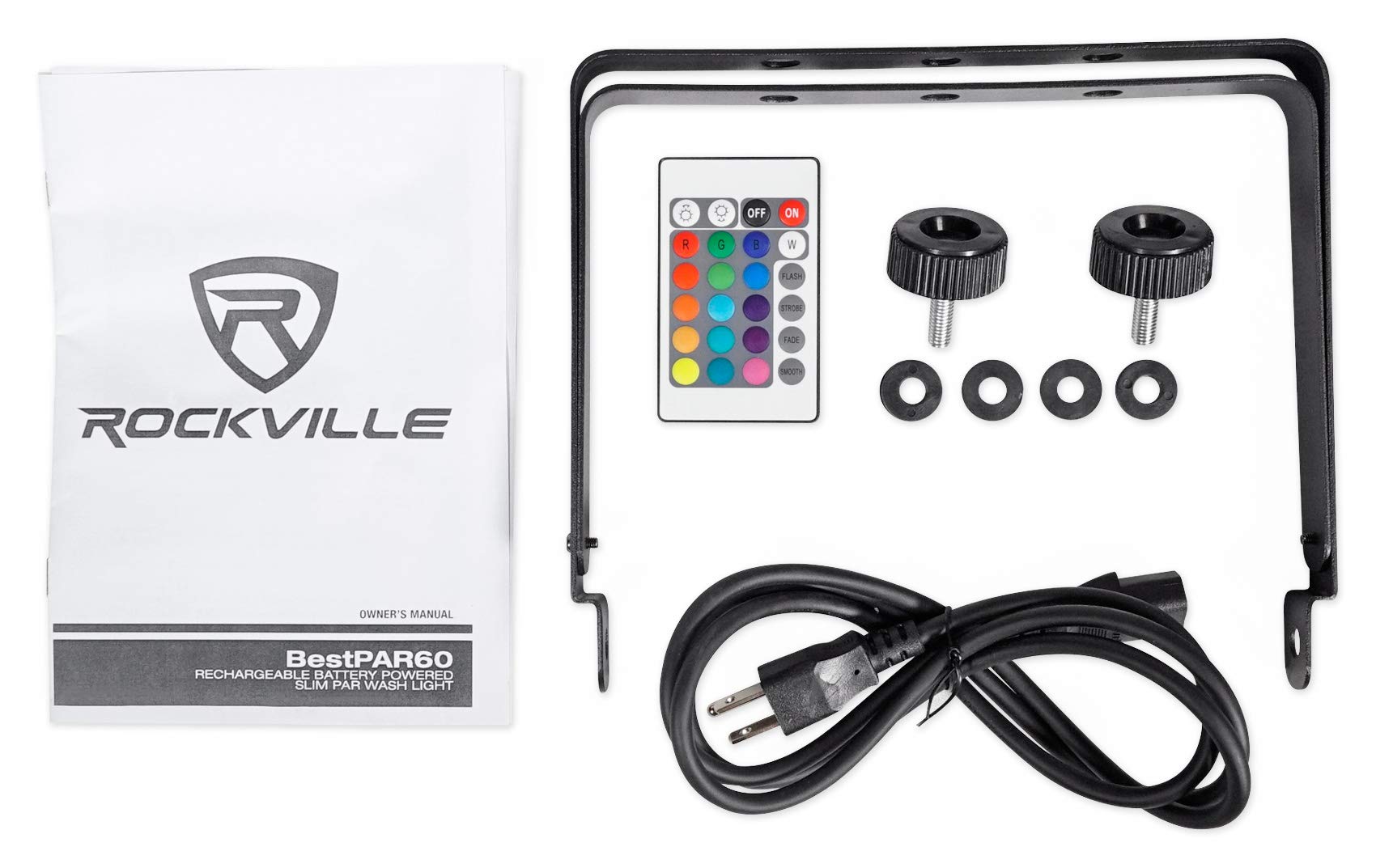 Rockville PAR 60 Rechargeable LED Wash Light with Wireless DMX, RGBWA+UV - Perfect for Stage Lighting, DJ Shows, and Live Events (2-Pack)