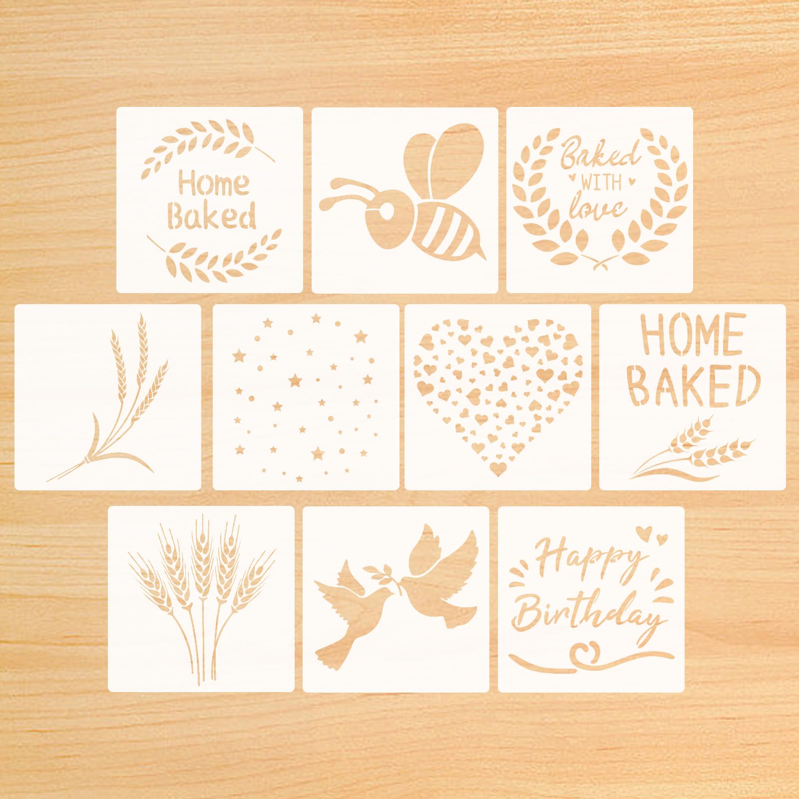 10-Piece Artisan Bread Stencils Set for Decorating Bread, Cakes, Pies & Cookies | Reusable Baking Stencils for Professional & Home Bakers | Perfect for Holiday Baking, Wedding Cakes & DIY Dessert Decorating