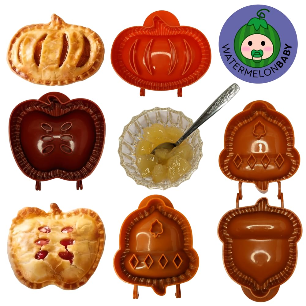 3 Pack Mini Hand Pie Maker Set - Apple, Acorn & Pumpkin Shaped Pie Press, Dough Cutter for Homemade Empanadas, Pocket Pies & Cookies | Perfect for Holiday Baking, Party Snacks & Kids Lunchbox Treats