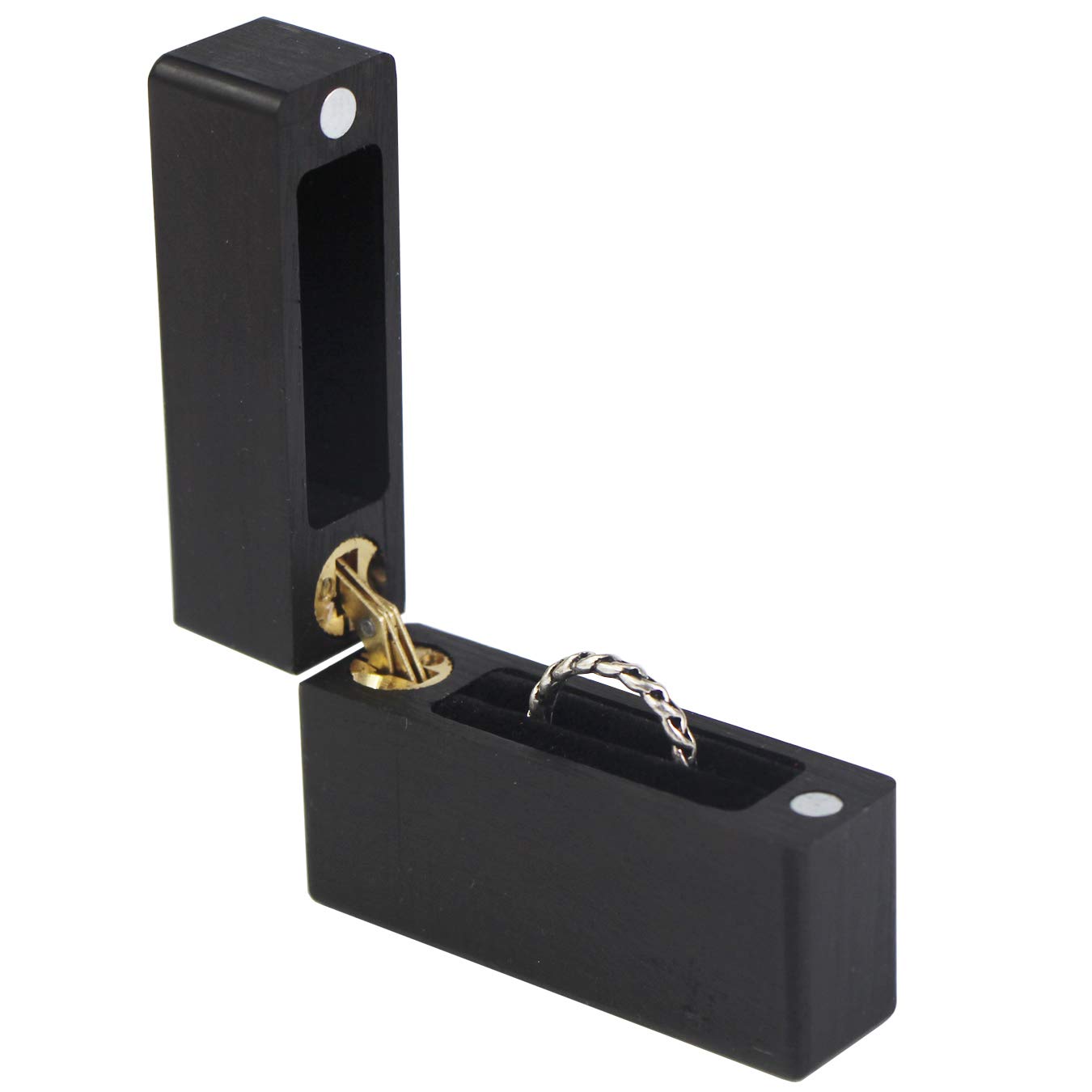 UOOOM Wooden Ring Box - Slim Portable Jewelry Case for Engagement Rings, Wedding Bands & Anniversary Gifts - Valentine's Day Proposal Present (Black) - Perfect for Romantic Surprises & Special Occasions