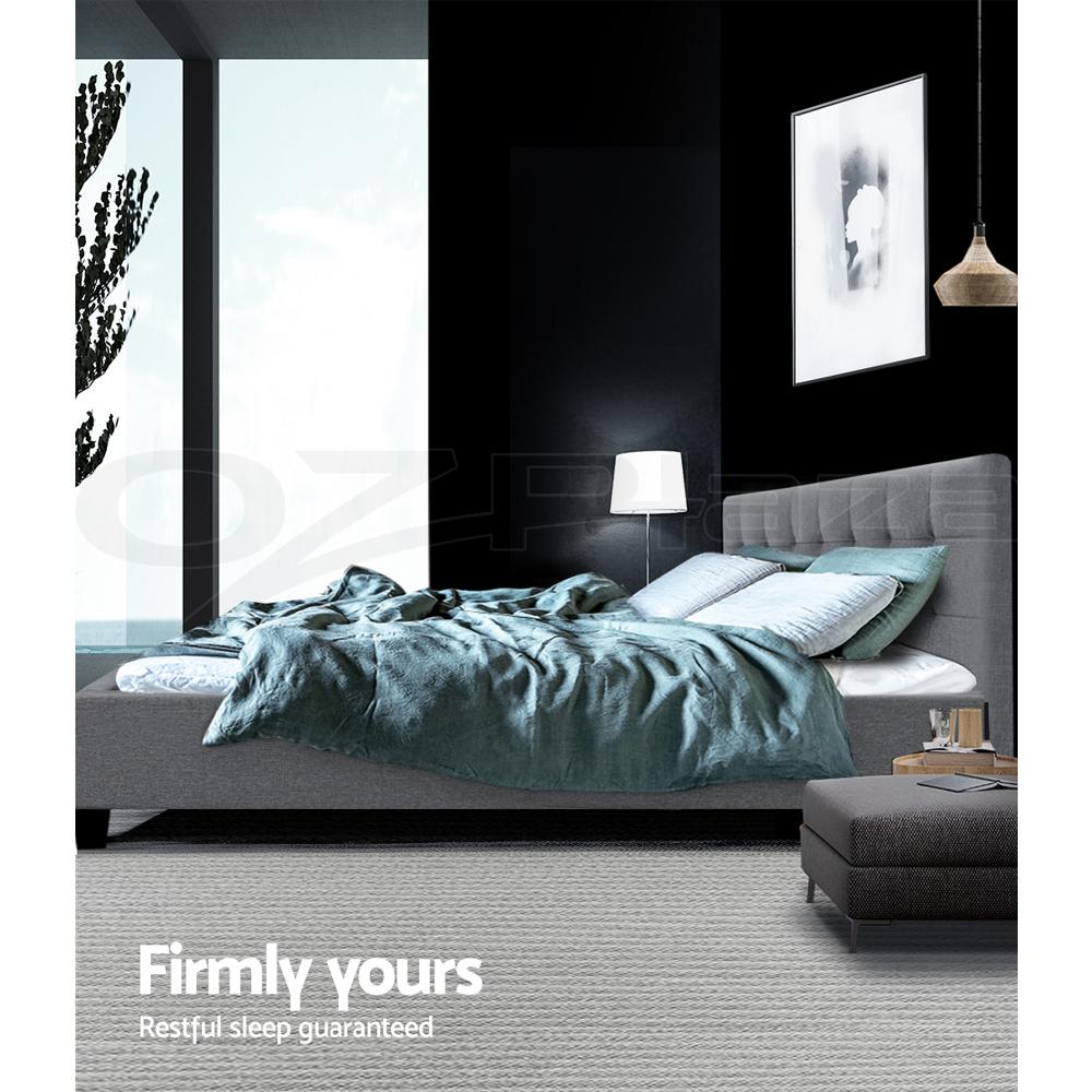 Agnes Bed Grey & Normay Pillow Top Mattress - Medium Firm Queen Size | Premium Comfort for Side & Back Sleepers | Perfect for Guest Rooms & Master Bedrooms