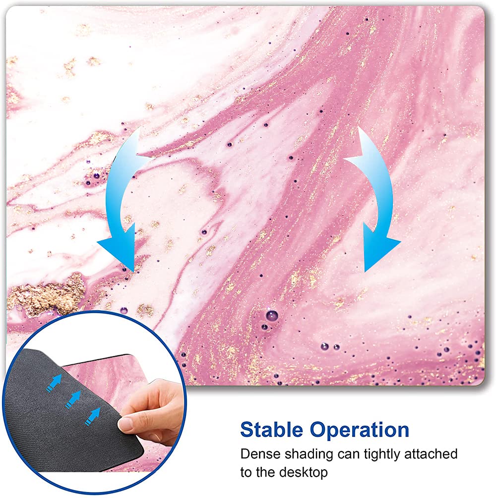Pink Swirl Marble Mouse Pad - Non-Slip Rubber Base, Waterproof & Smooth Surface for Computer & Laptop - Customizable Design for Office, Gaming & Home Workspace