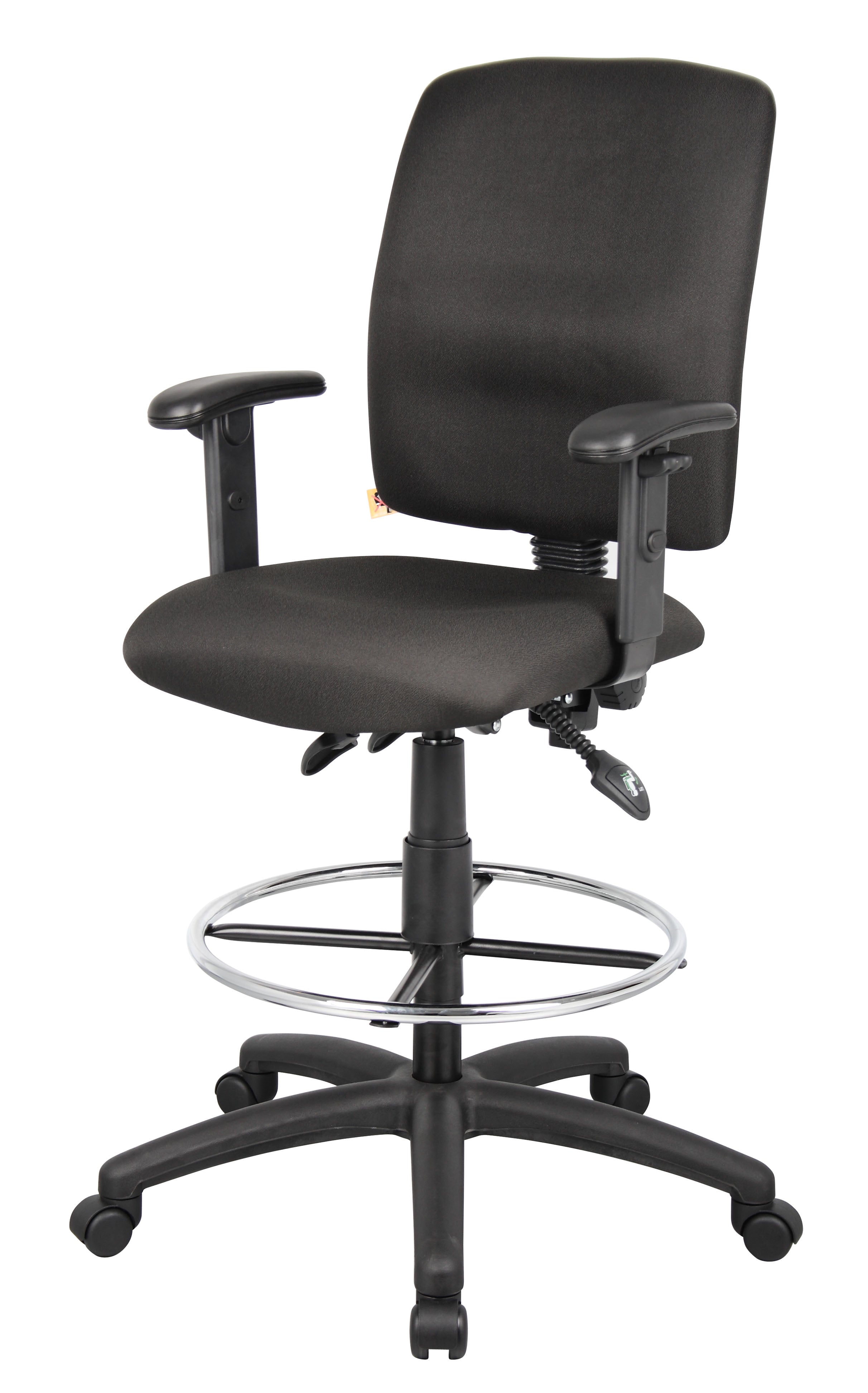 Boss Drafting Stool in Black Fabric - Adjustable Height Office Chair (Models B1635, B1636, B1637) for Home Office, Studio & Drafting Table Workspaces