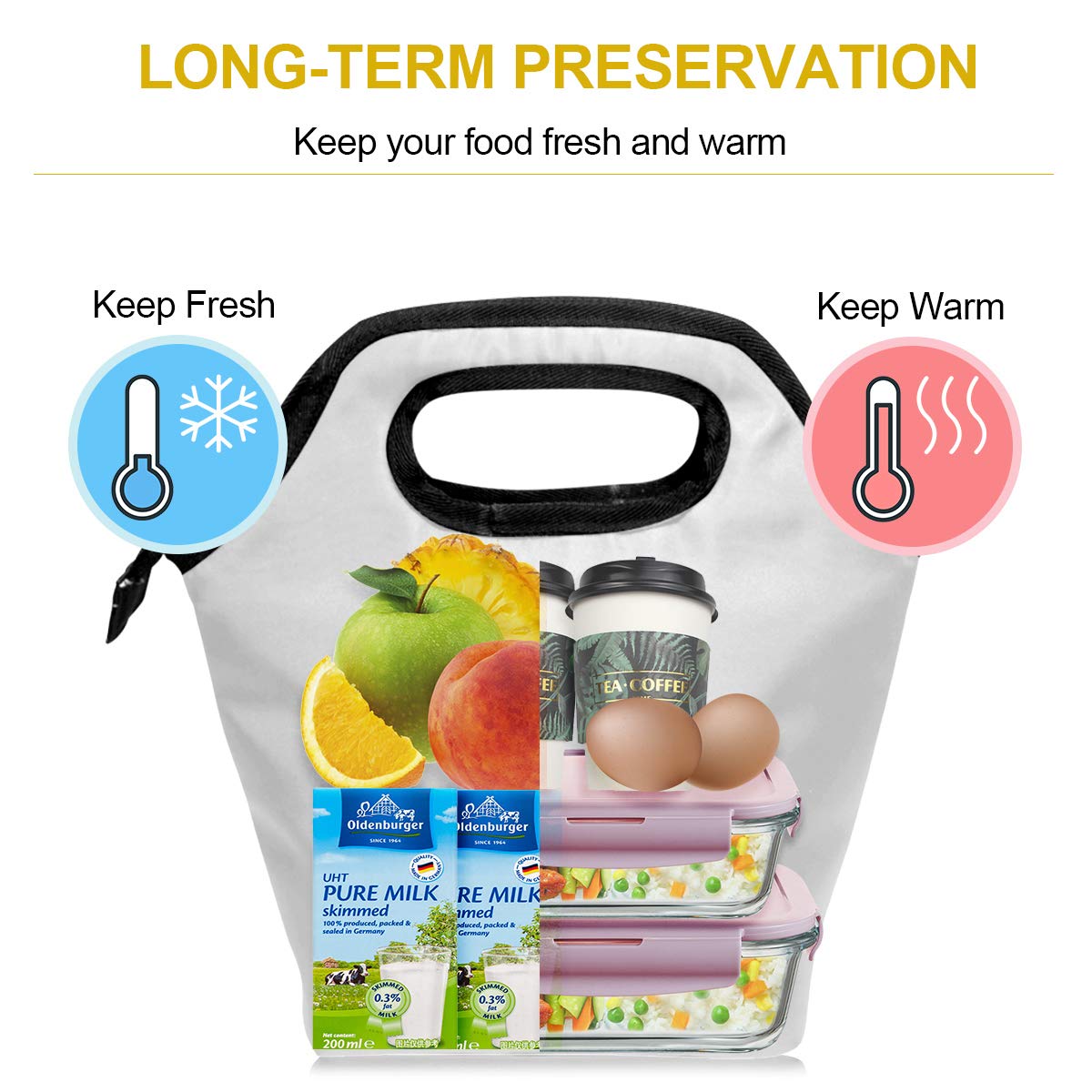 Insulated Zipper Lunch Bag Cooler Tote - Cute Ocean Dolphin Design for Adults & Teens | Perfect for Work, School, Picnics & Meal Prep | Reusable Food Container Carrier