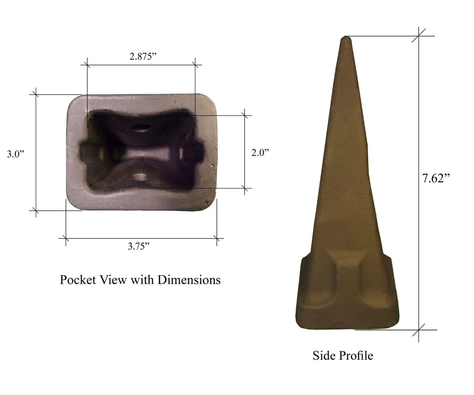 Hensley Style Parabolic Dirt/Spade Teeth with Roll Pins - 310 Series X310 - Heavy Duty Excavator Bucket Teeth for Construction & Landscaping