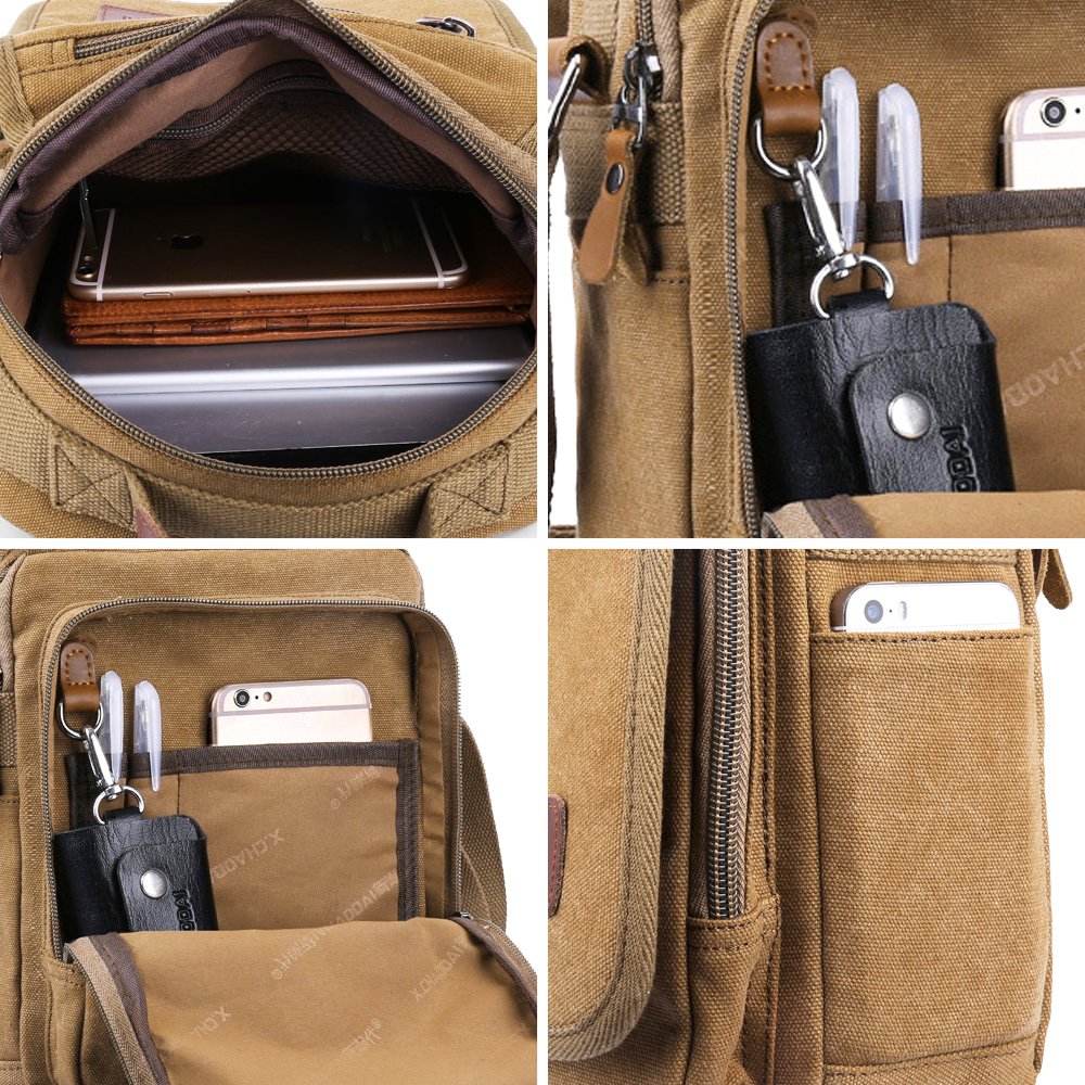 XINCADA Men's Messenger Bag - Durable Canvas Shoulder Bag for Work, Business & Travel - Stylish Crossbody Purse for Daily Commute & Office Use