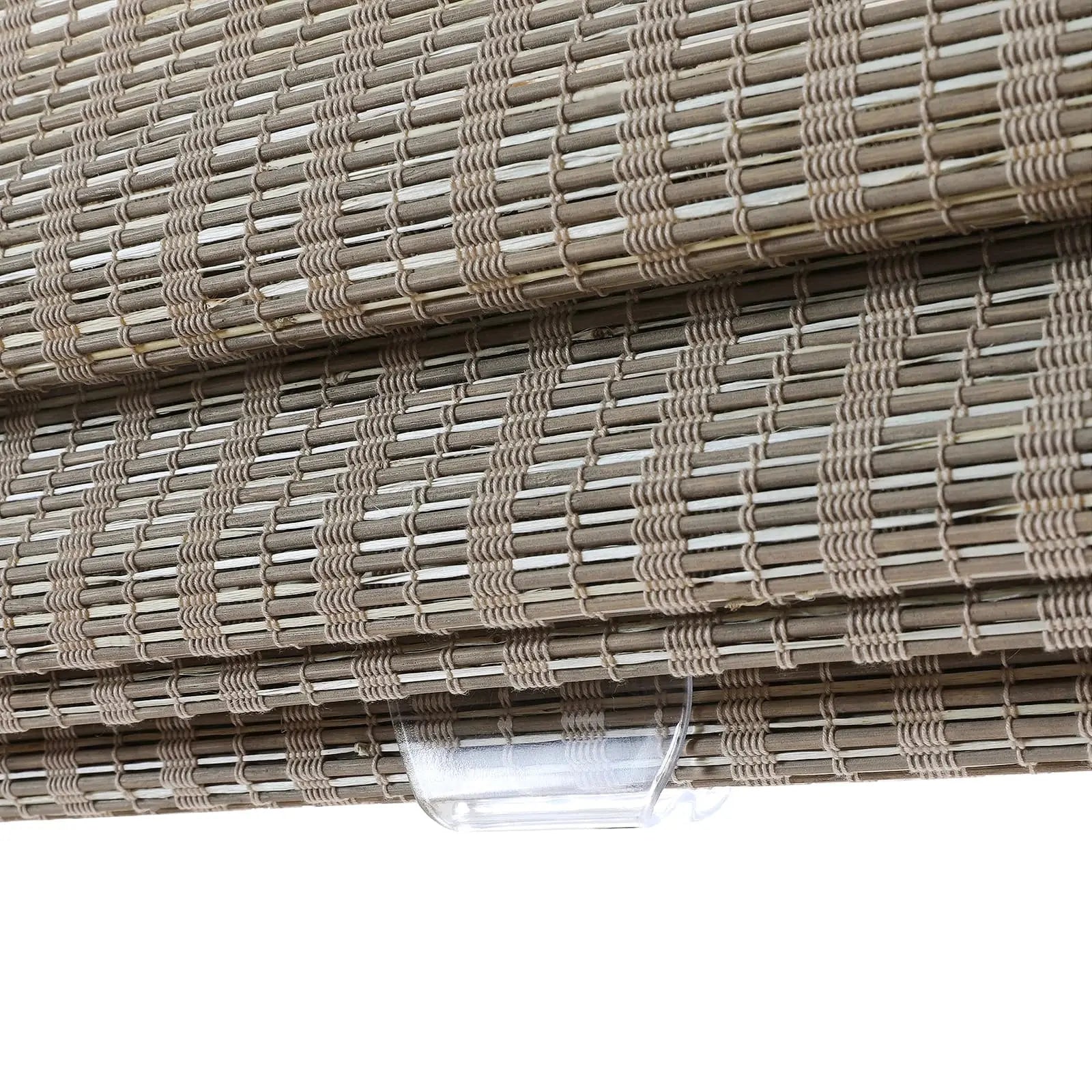 Natural Ramie Bamboo Woven Window Shade - Woodsmoke Color | Eco-Friendly Room Darkening Window Treatment for Living Room & Bedroom