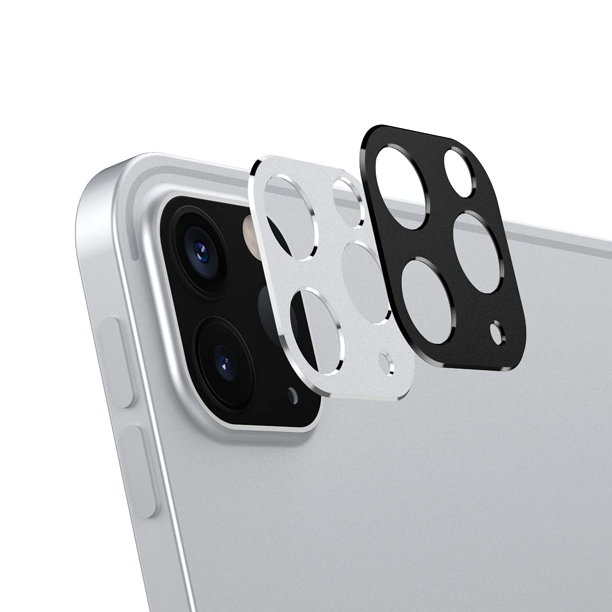 MoKo 2-Pack iPad Pro 12.9 & 11 Camera Lens Protector (2020/2021 Models) - Scratch-Resistant Aluminum Alloy Shield with Metal Frame - Black & Silver - Perfect for Travel, Outdoor Adventures & Daily Protection