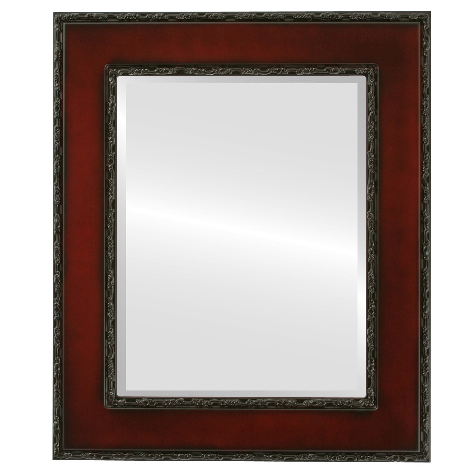 Paris Style Rosewood Rectangle Beveled Wall Mirror - 17x21 Inches - Elegant Home Decor for Living Room, Bedroom & Entryway