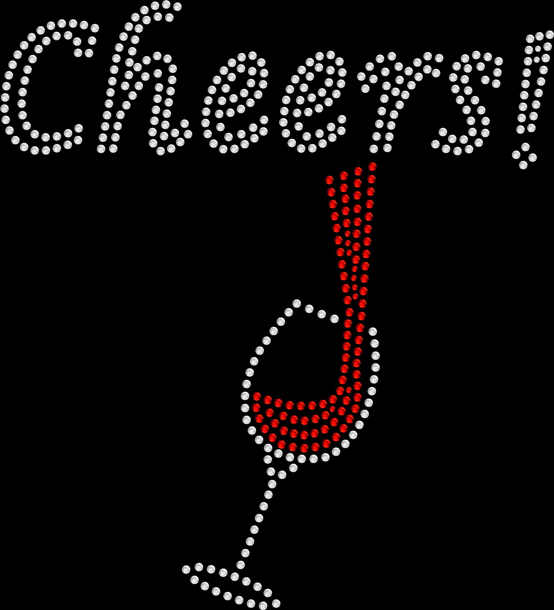 Rhinestone Bling Sparkle Iron On Transfer for DIY Wine Glasses - Cheers Design for Red Wine, Party & Wedding Decor