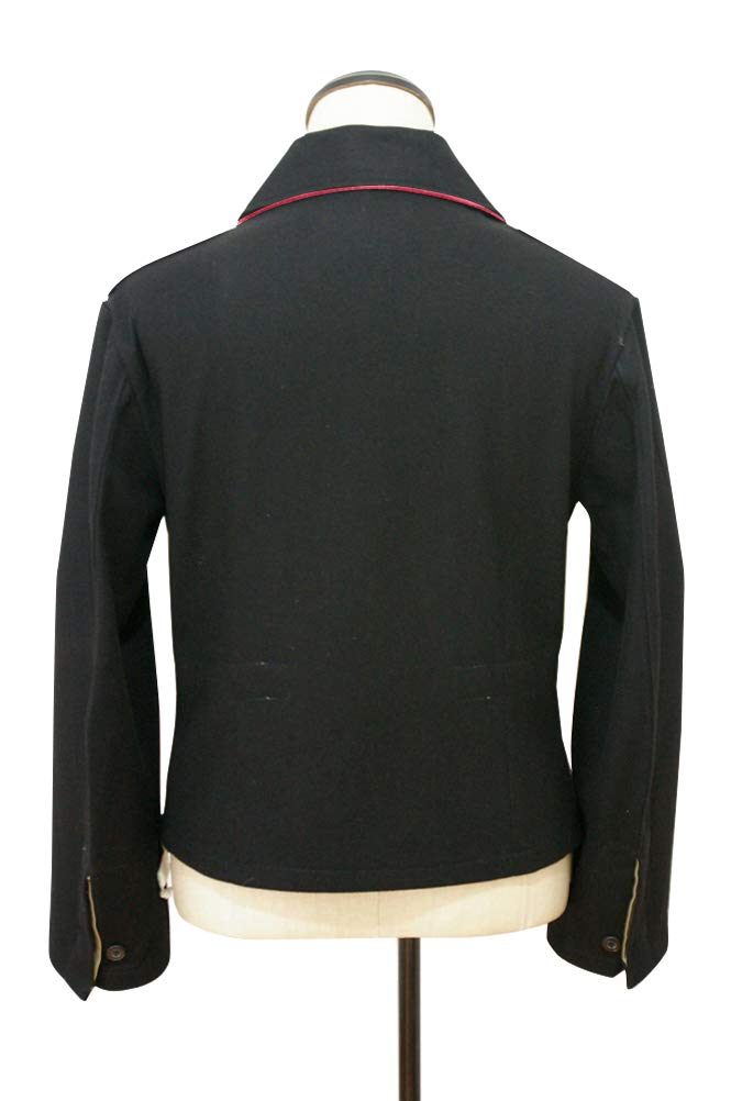 WWII Elite Hot Pink Collar Panzer Black Wool Wrap Jacket - Military Vintage Style Coat for Historical Reenactment & Cosplay