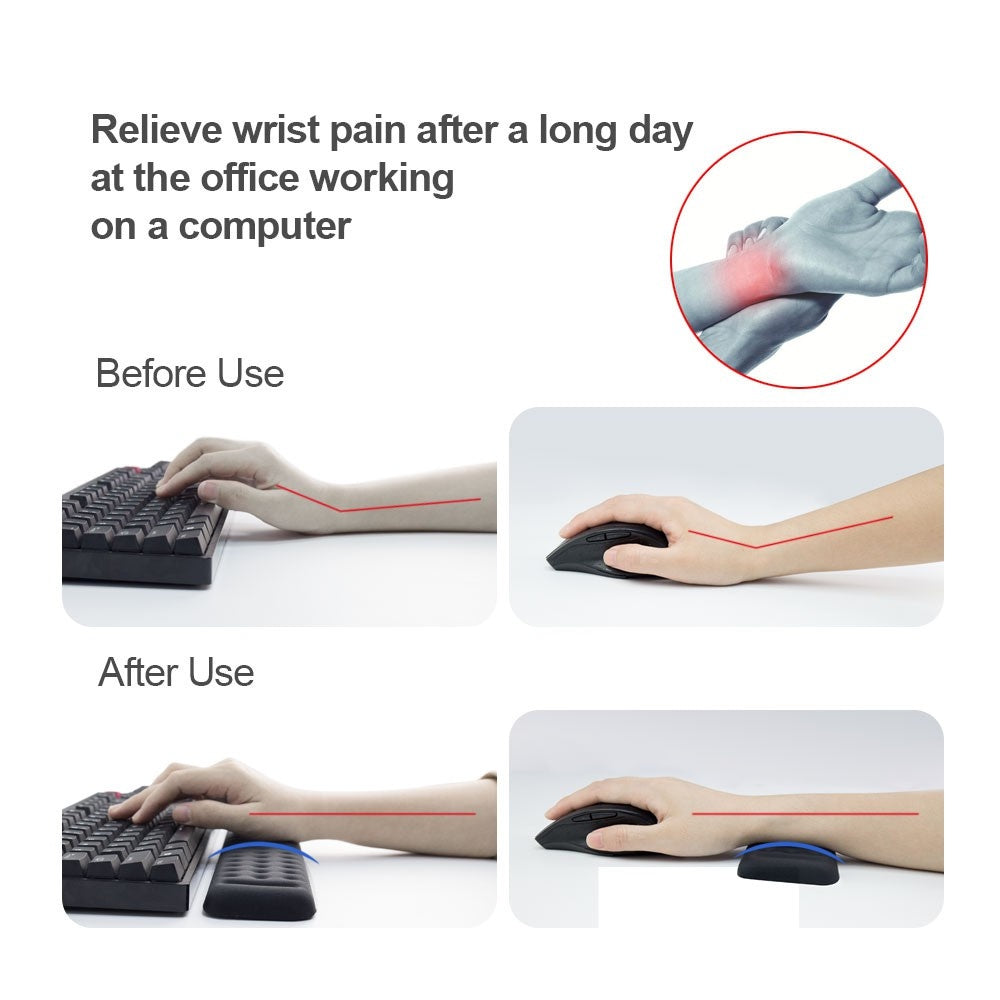 Vaydeer Ergonomic Memory Foam Mouse & Keyboard Wrist Rest - Comfort Support for Gaming, Typing & Office Work - Reduce Wrist Pain & Fatigue for PC, Laptop Users
