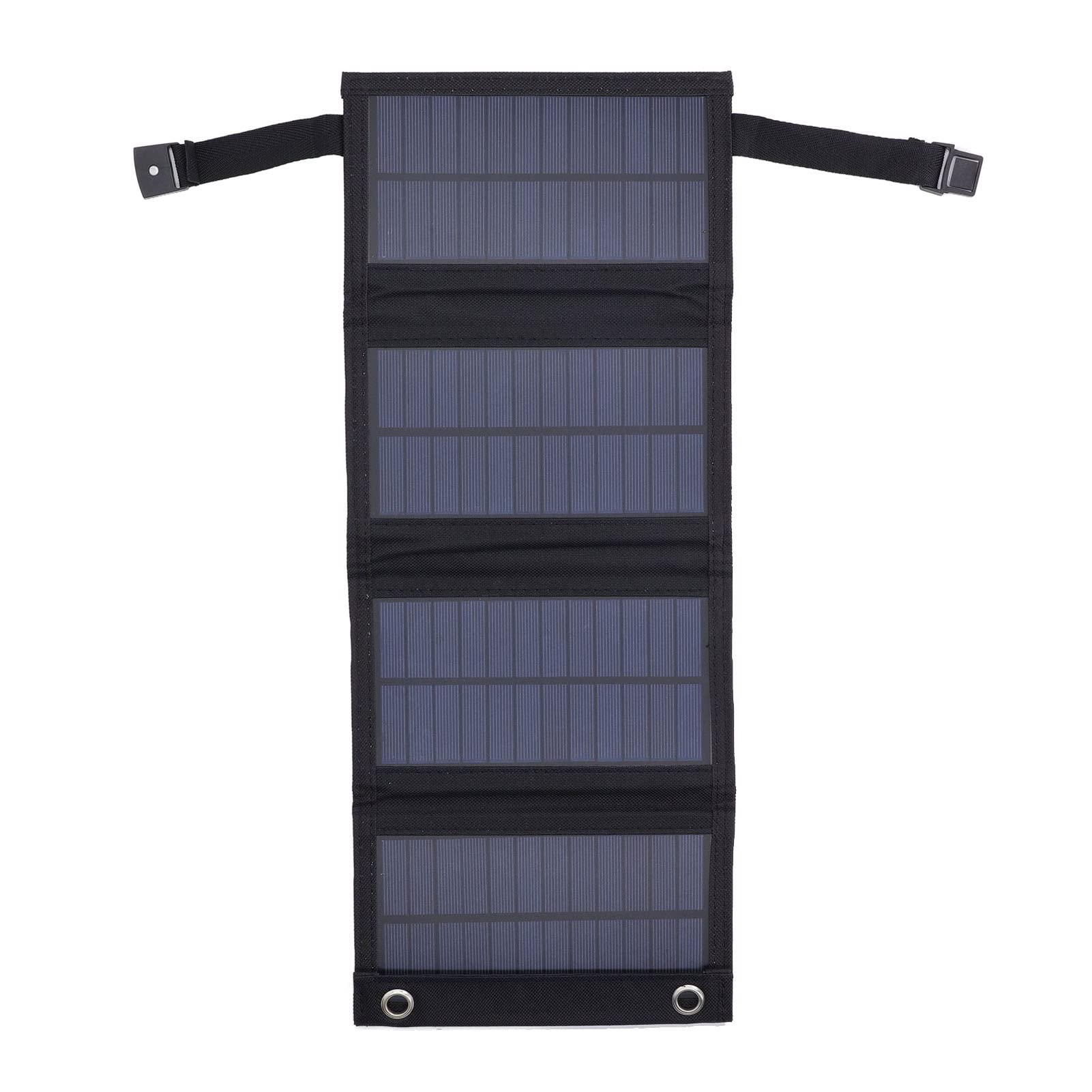 EXCLUZO 10W Foldable Solar Charger - IP65 Waterproof Portable Solar Panel with 5V USB Output for Hiking, Camping, Backpacking & Outdoor Adventures (Black)