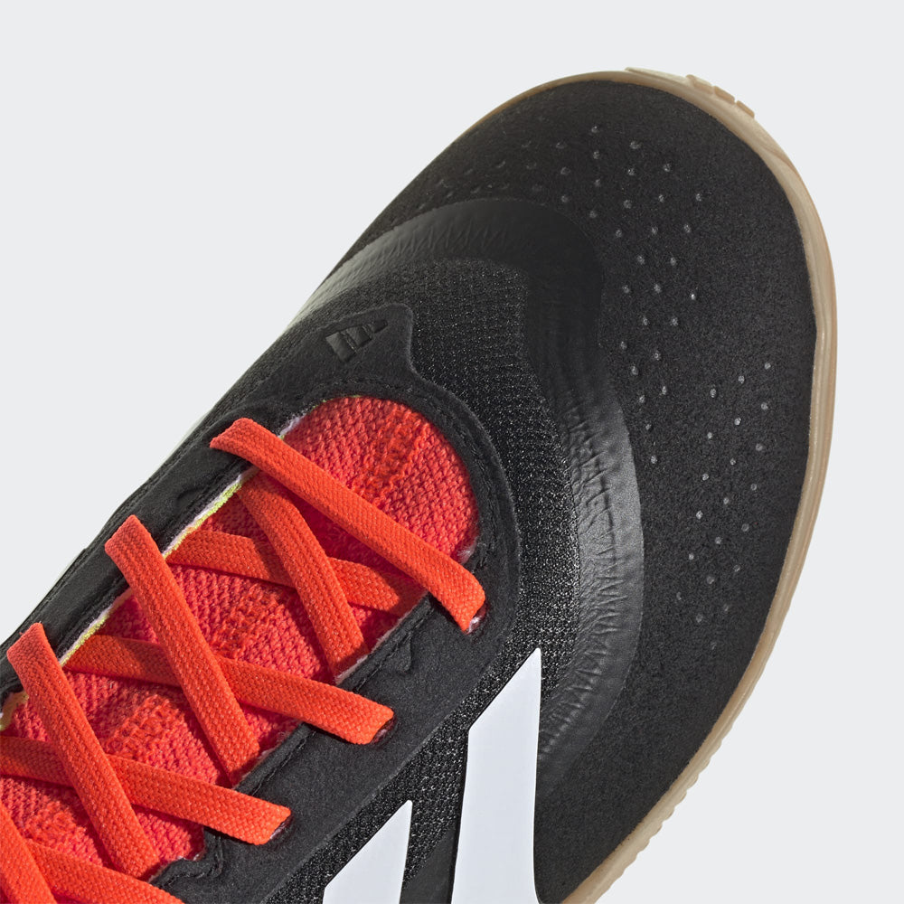 Adidas Predator League Junior Indoor Football Shoes - Black/White/Solar Red - Kids Soccer Cleats for Indoor Training & Matches