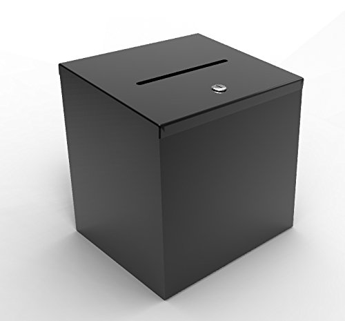 FixtureDisplays® Metal Donation Box with Lock - Secure Suggestion Box for Churches, Schools & Offices (10.9