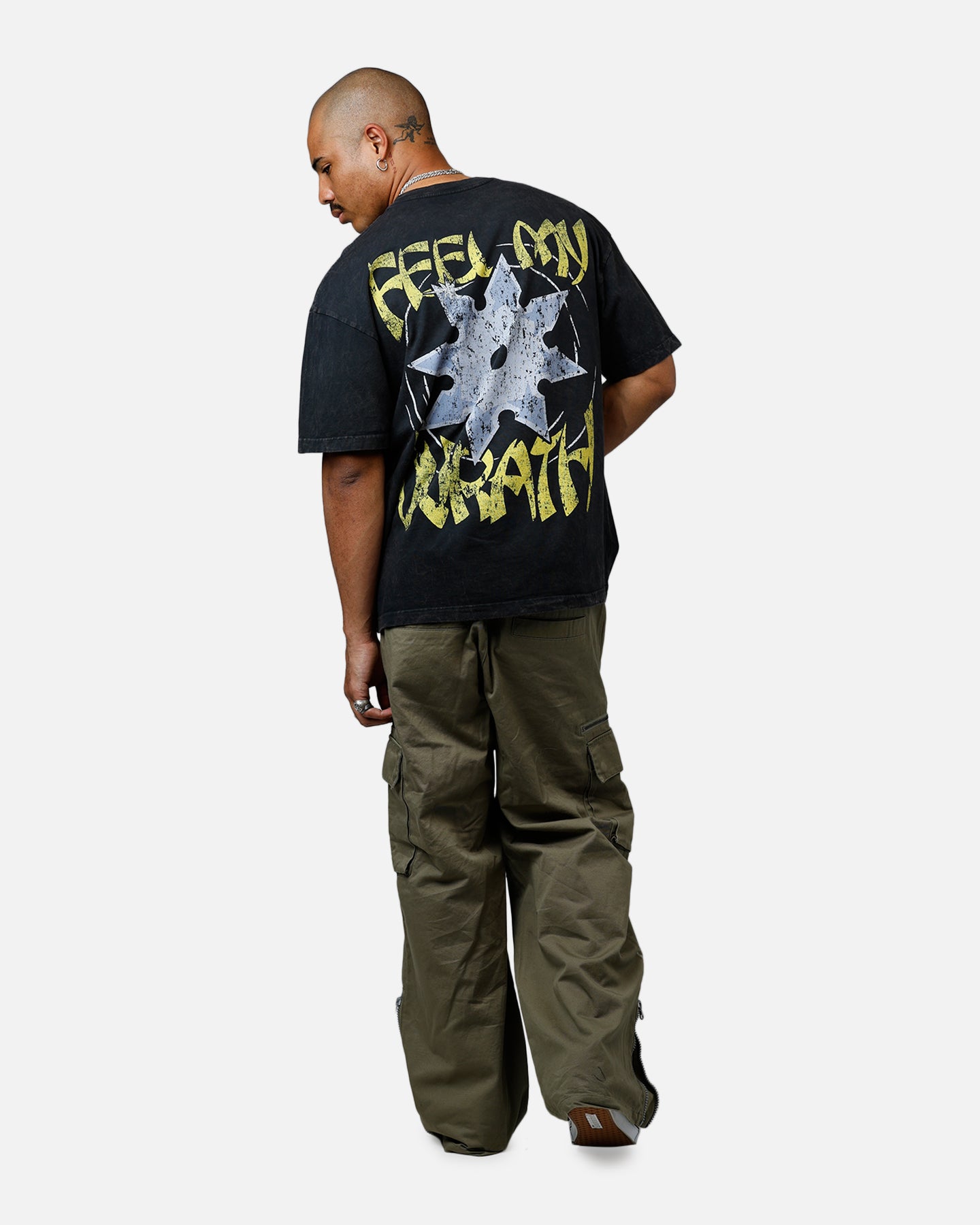 73 Studio Let's Fighting Love Heavyweight Black Acid Wash T-Shirt | Anime Graphic Tee for Casual Wear & Cosplay