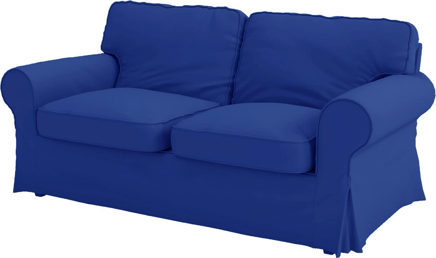 Custom Made Polyester Flax Slipcover for IKEA Ektorp Loveseat Sofa - Blue Replacement Cover | Durable & Washable Sofa Protector for Living Room, Bedroom, or Office