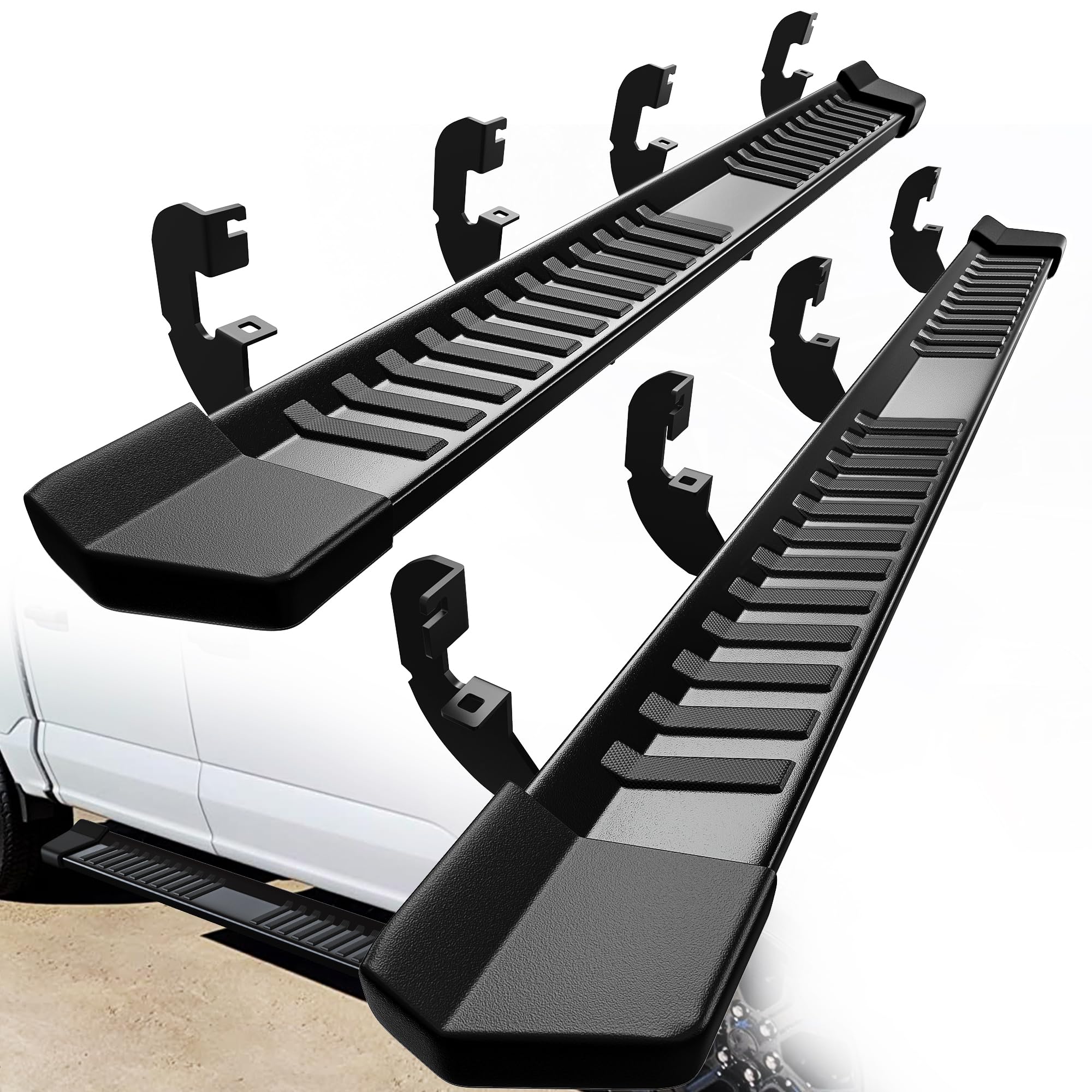 YITAMOTOR 6 Inches Running Boards for 2019-2025 Chevy Silverado & GMC Sierra 1500 Crew Cab | 2020-2025 2500HD 3500HD Crew Cab | Textured Black Nerf Bars Side Steps (Excludes 2019 1500 LD) | Durable Off-Road Protection & Easy Entry Access