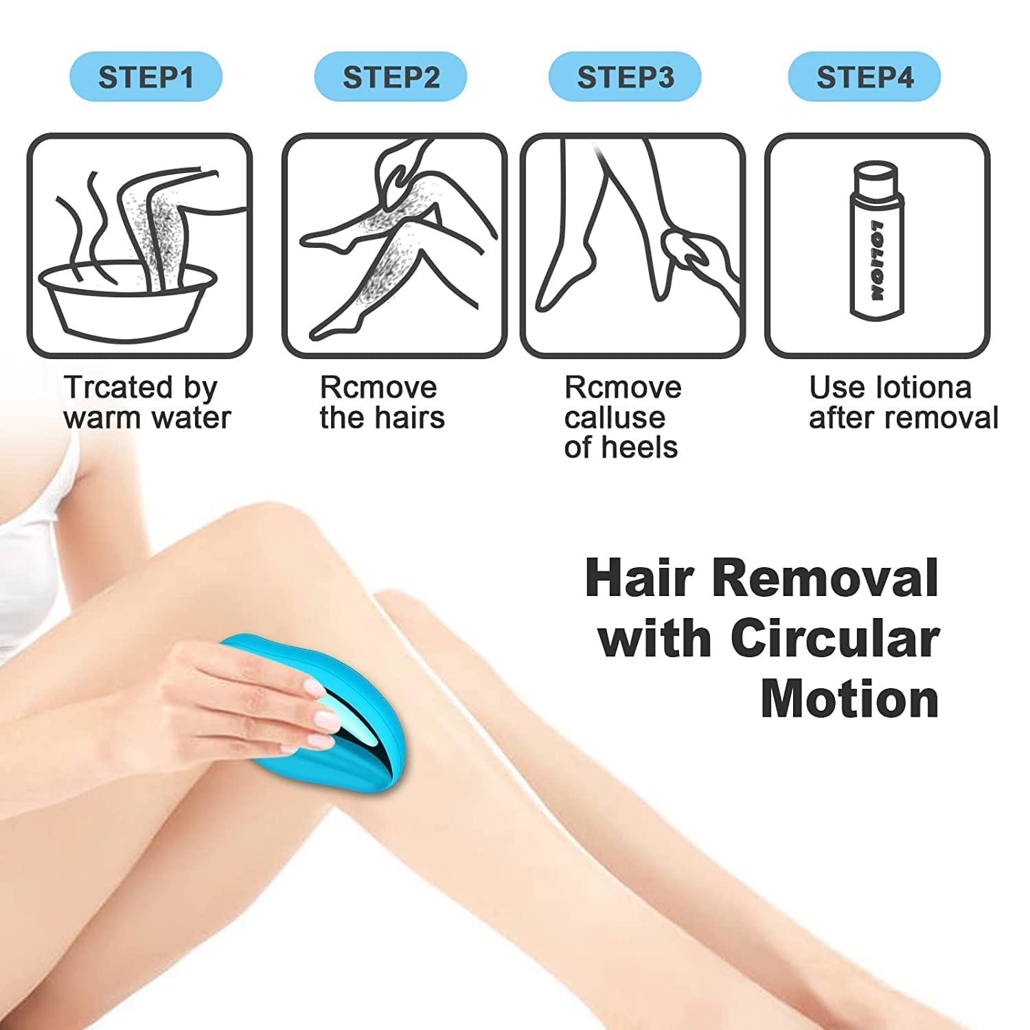 QUIQSHIPP Crystal Hair Eraser - Painless Hair Removal Tool for Women & Men | Washable & Reusable Exfoliator for Arms, Legs & Back | No Shaving Required for Smooth Skin | Perfect for Home Spa & Travel Use