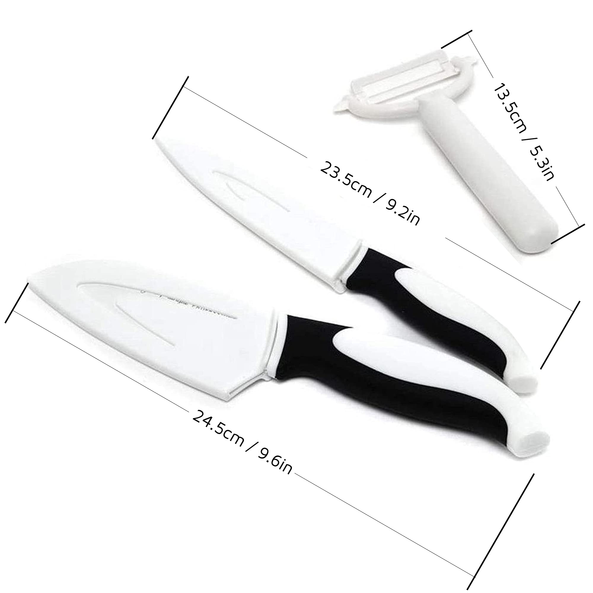 Jean-Patrique 3-Piece Stainless Steel Non-Stick Chef Knife Set - Black & White Kitchen Knives for Professional Cooking, Slicing & Food Prep | Essential Culinary Tools for Home Chefs & Professional Kitchens
