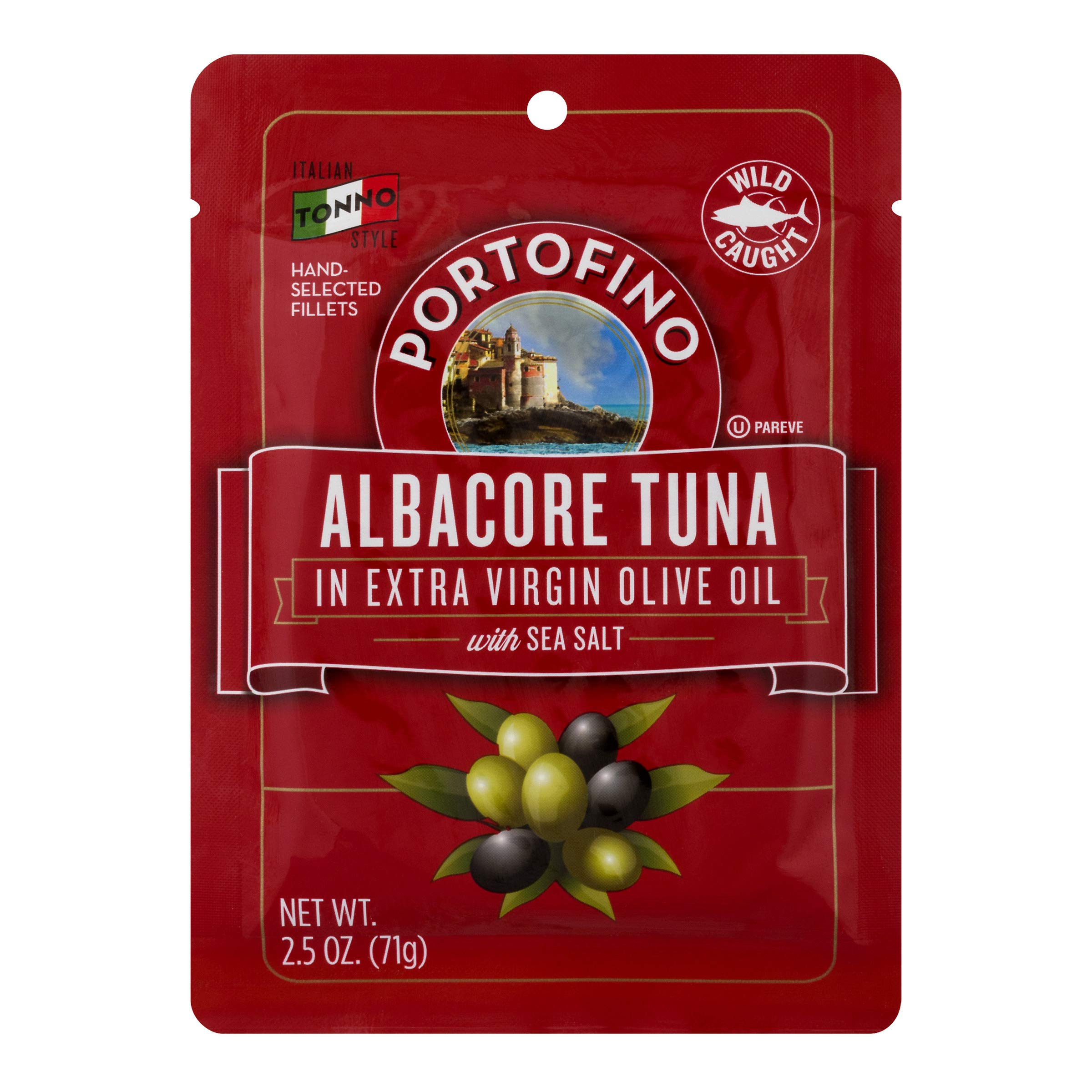 Premium Portofino Albacore Tuna in Extra Virgin Olive Oil - 2.5 oz Pouch | High-Quality Canned Fish for Salads, Sandwiches & Keto Meals | Healthy Protein Snack for On-the-Go Lifestyles