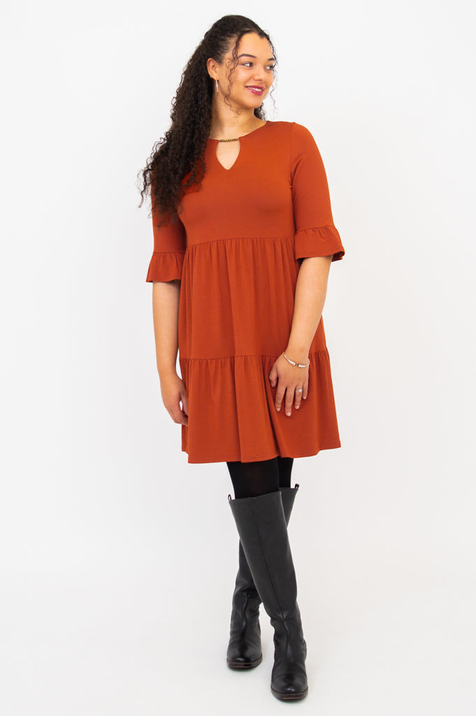 Bernadette Women's Copper Bamboo Dress - Elegant & Comfortable Summer Dress for Casual Outings, Beach Wear, and Outdoor Events