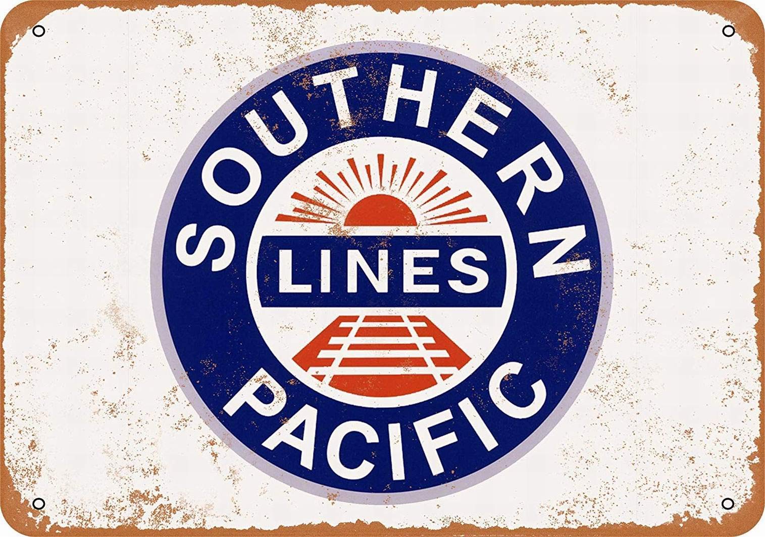 Vintage Tin Sign 12x16 Inches - Southern Pacific Railroad Retro Metal Wall Art Decor for Home, Bar, Cafe & Man Cave - Funny Vintage Style Room Decor for Living Room, Office & Garage