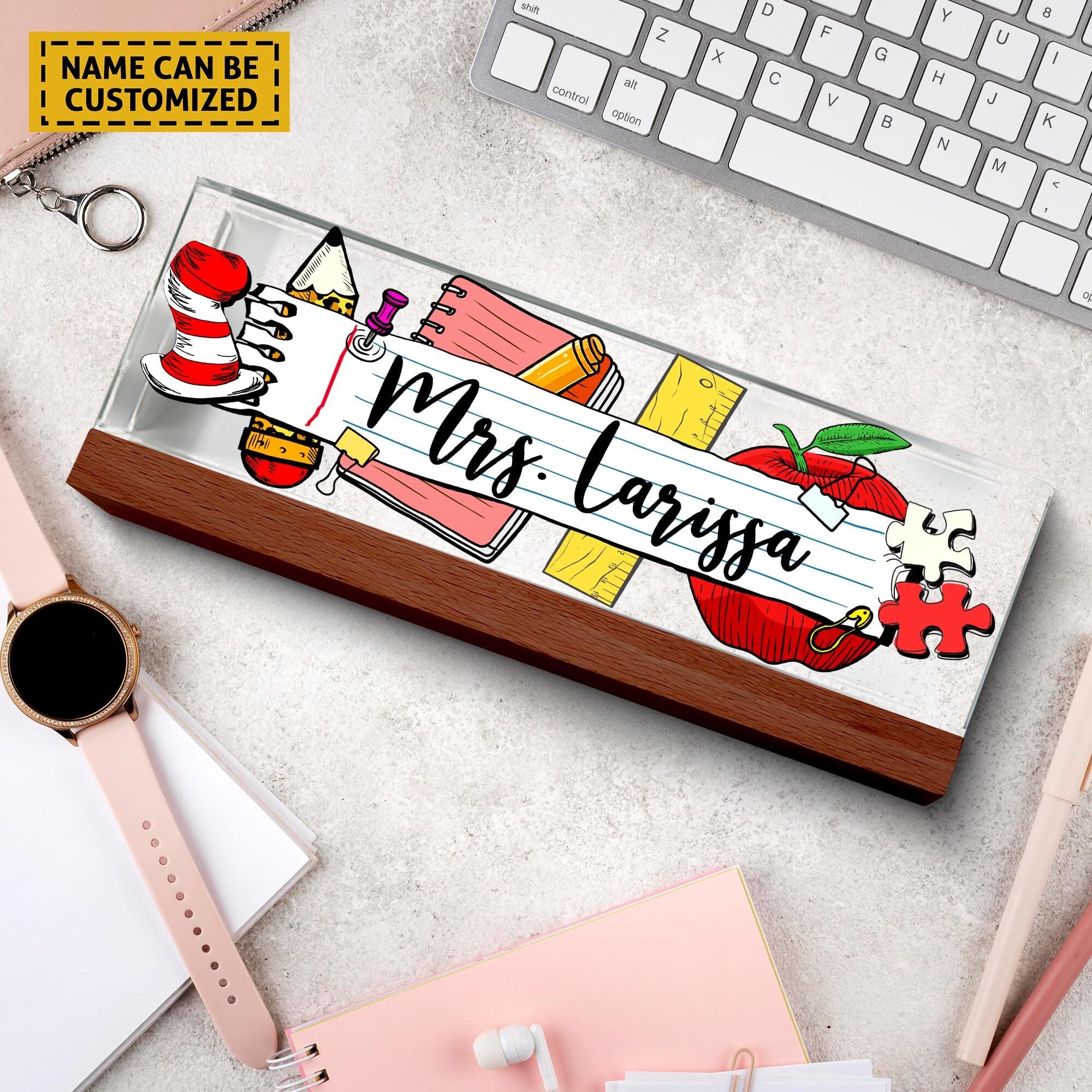 Personalized Teacher Name Plate for Desk - Custom Engraved Sign, Back to School Gift for Teachers, Classroom Decor & School Desk Supplies | Perfect for Teacher Appreciation, Classroom Organization & Office Decor
