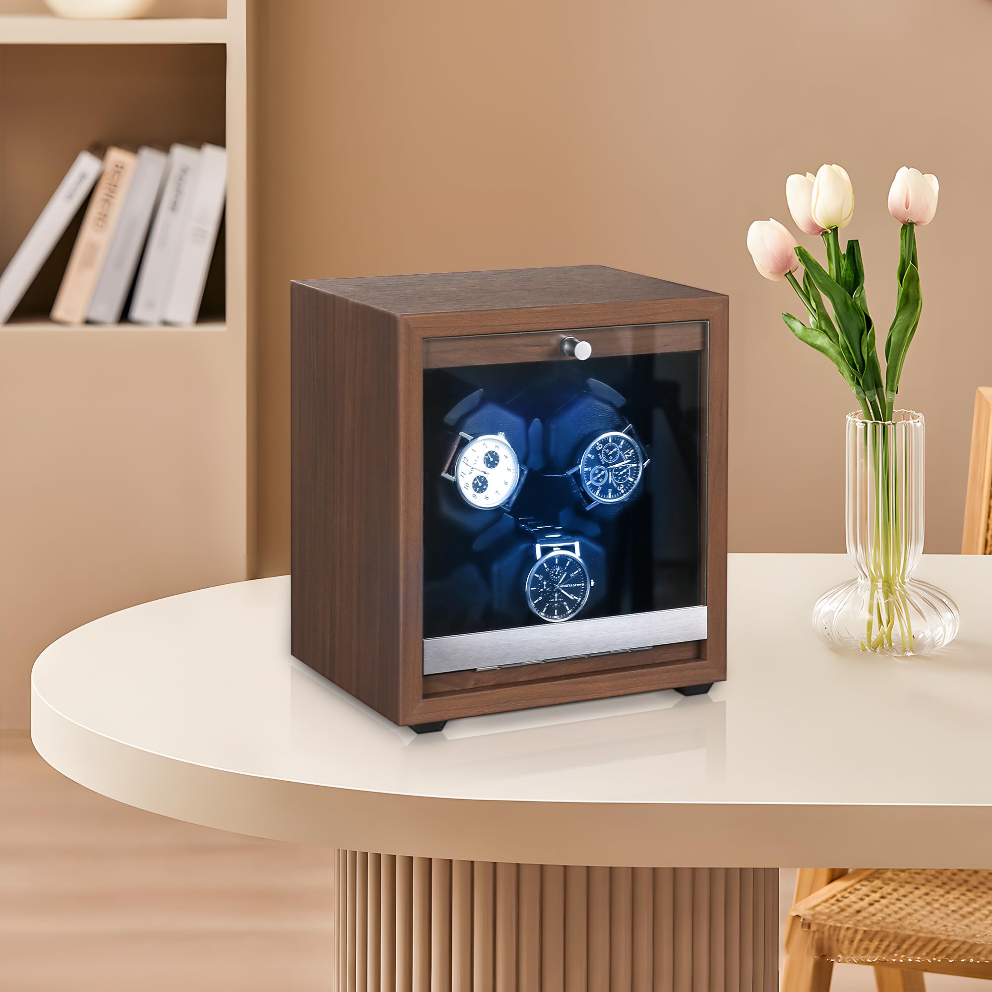 Premium Wooden Watch Winder - Quiet Japanese Motor, 4 Modes for Automatic Watches | Perfect for Home & Office Display