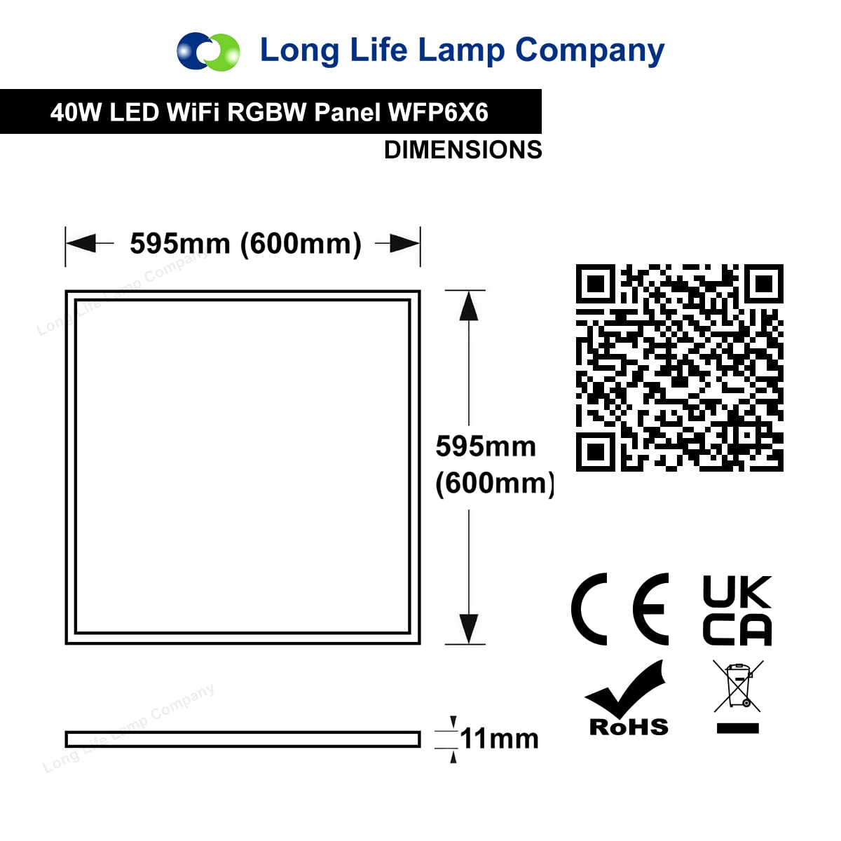 Long Life 40W Smart WiFi RGB LED Ceiling Panel - 600x600mm Color Changing Mood Light, App Controlled for Home, Office & Bedroom Lighting