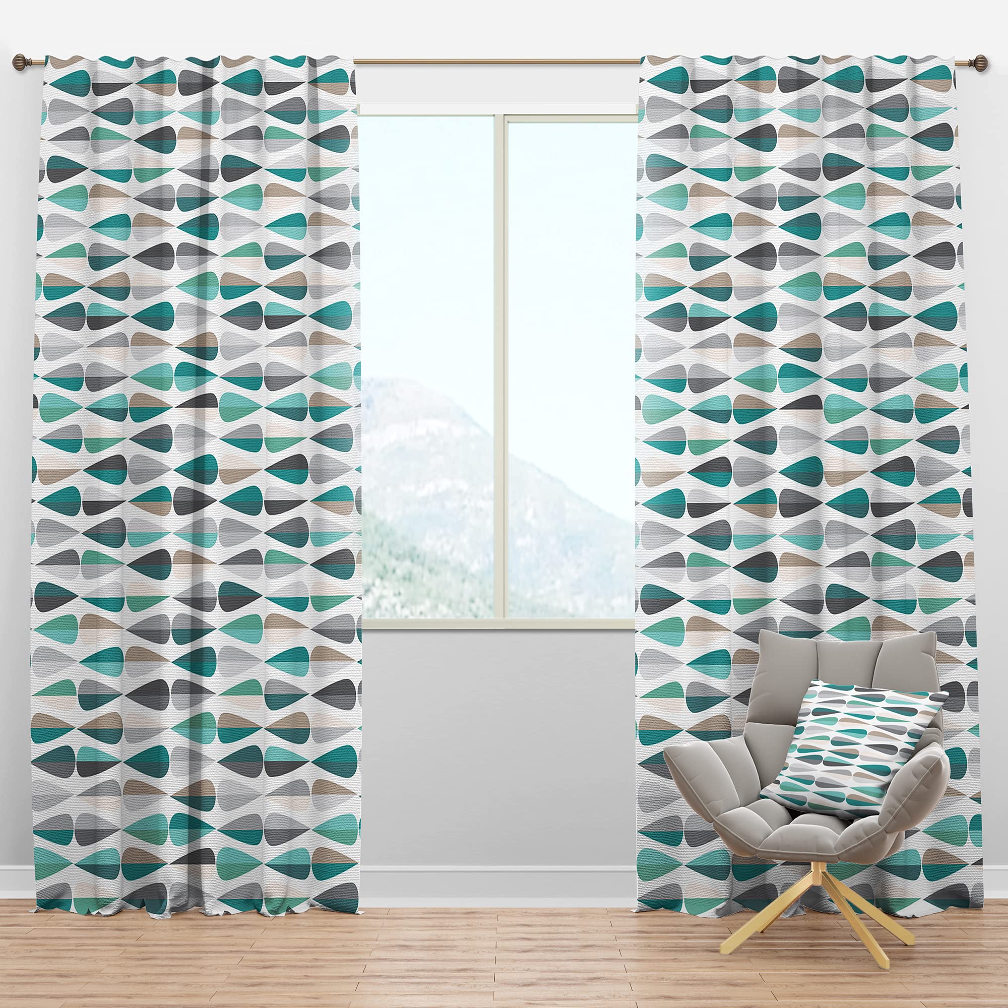 Retro Abstract Drops III Blackout Curtains - Thermal Insulated Single Panel (52x108 inches) for Bedroom & Living Room - Noise Reducing & Energy Saving Window Treatments for Better Sleep & Privacy