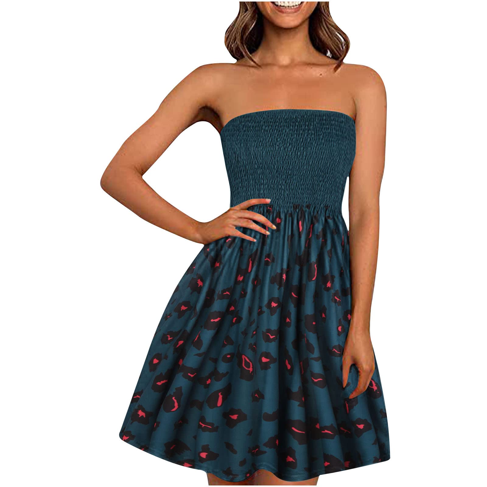 CRITY Women's Off The Shoulder Summer Beach Dress - Floral Printed Strapless Midi Dress for Vacation, Party & Date Night | Lightweight & Comfortable
